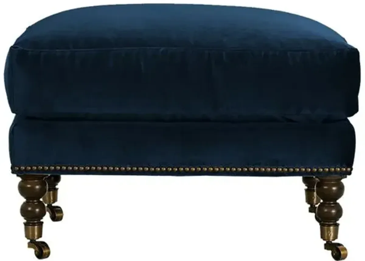 Margot Velvet Ottoman - Blue