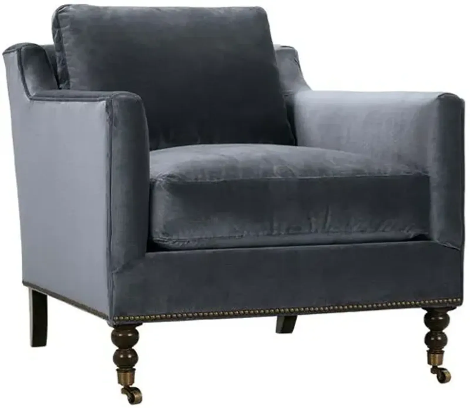 Margot Velvet Accent Chair - Gray, Comfortable, Durable, Velvet Upholstery, Cushioned