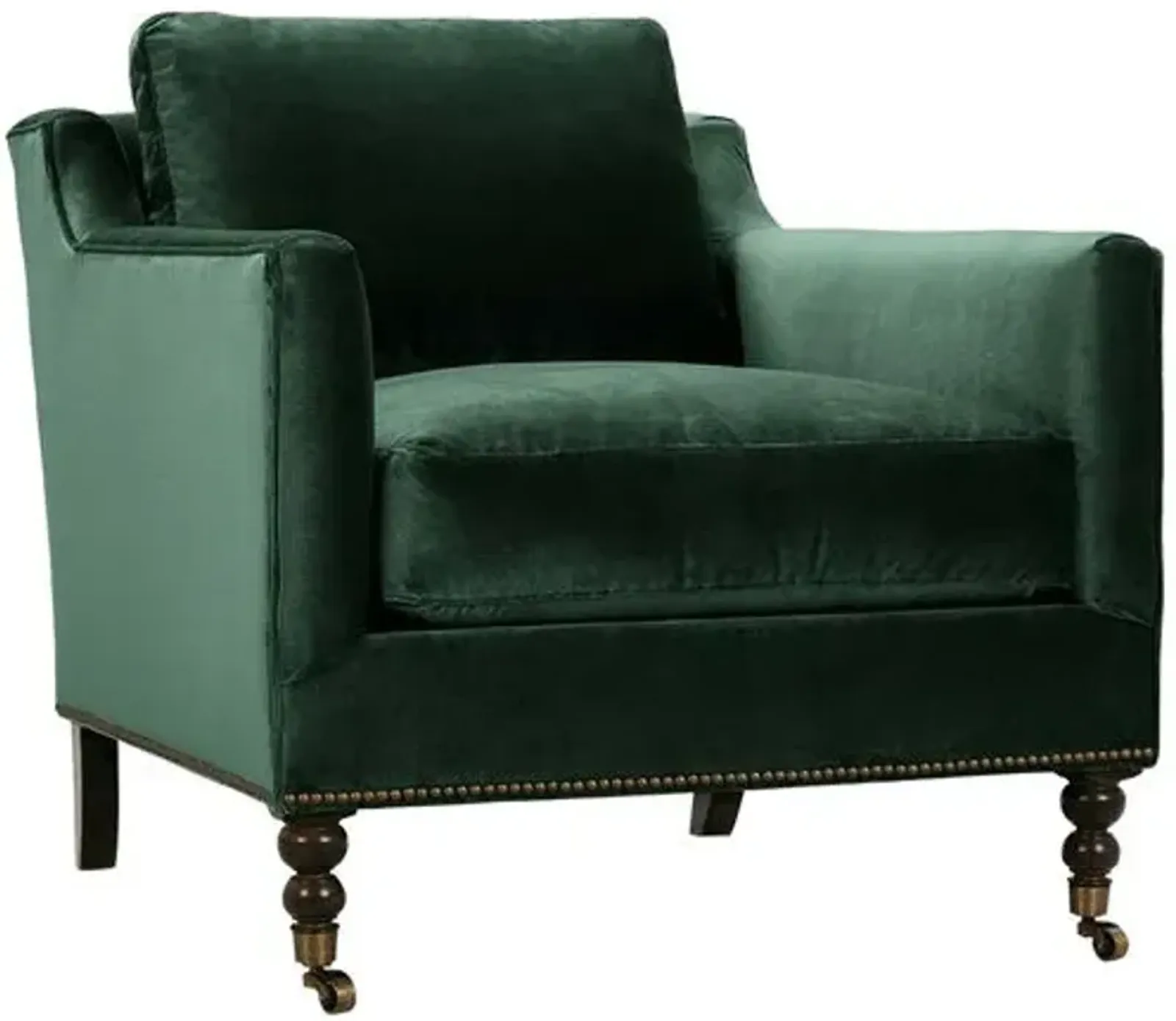 Margot Velvet Accent Chair - Green, Comfortable, Durable, Velvet Upholstery, Cushioned