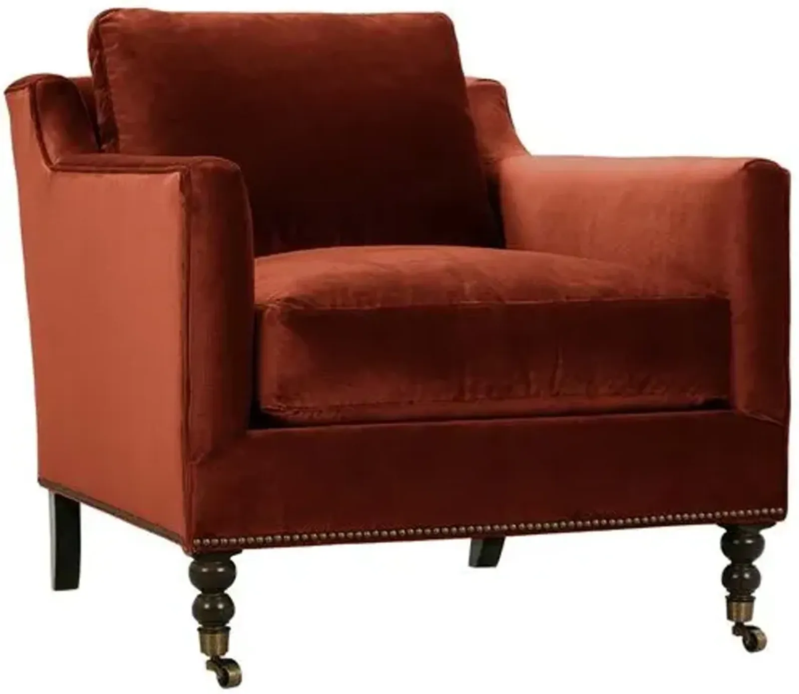 Margot Velvet Accent Chair - Brown, Comfortable, Durable, Velvet Upholstery, Cushioned