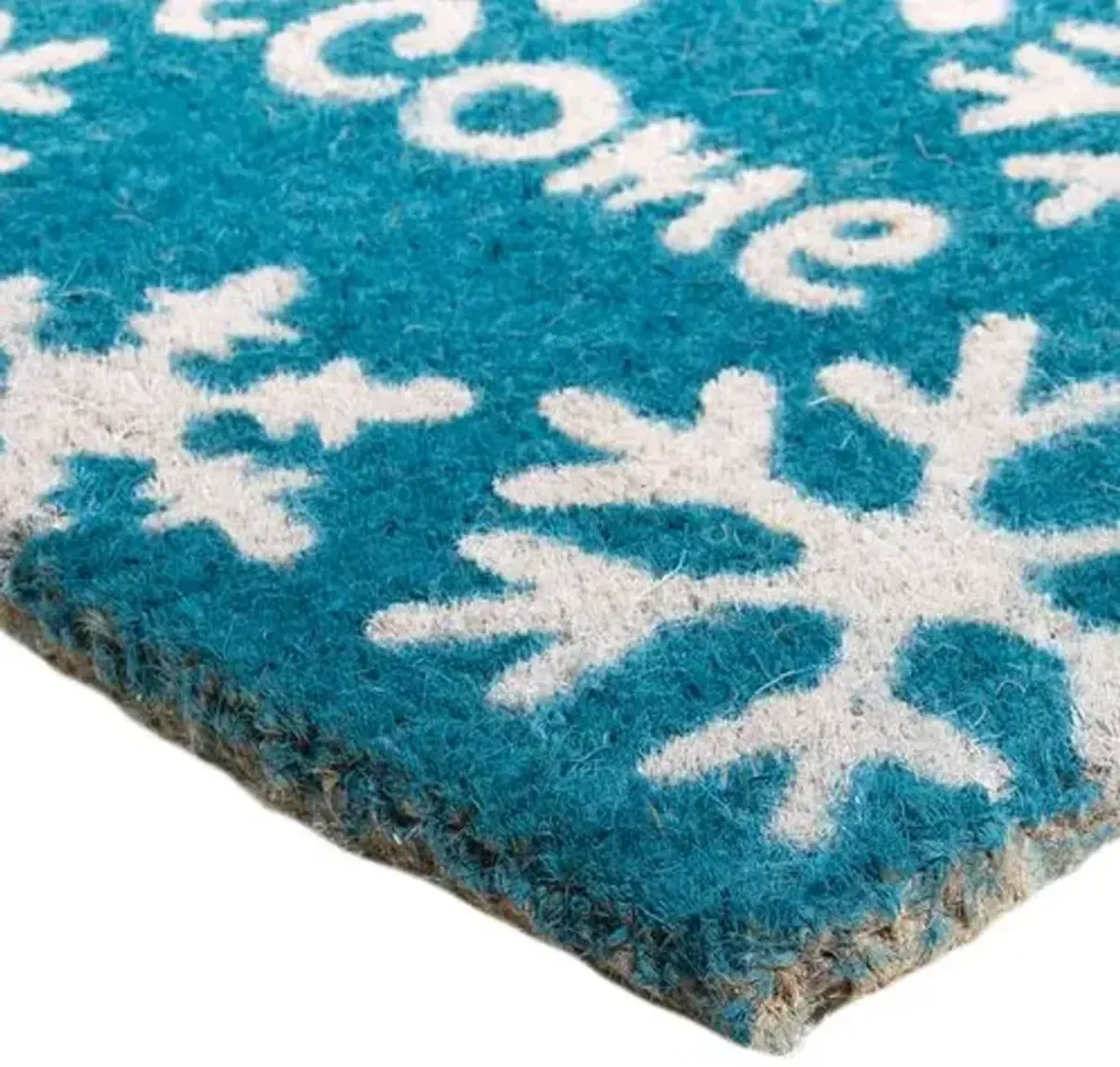 Welcome Snow Flakes Doormat - Blue/White