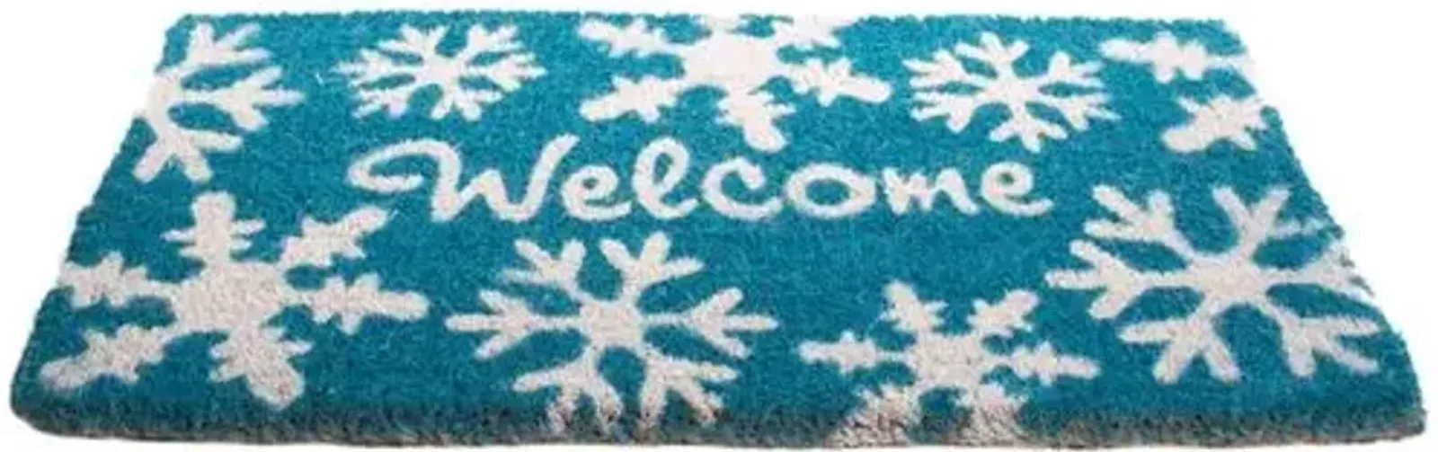 Welcome Snow Flakes Doormat - Blue/White