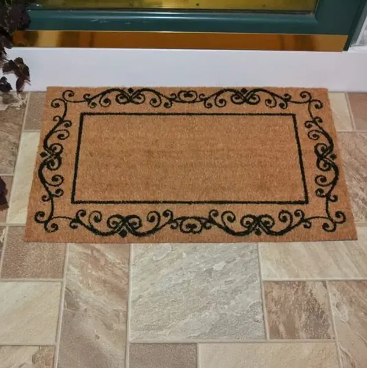 Decorative Border Doormat - Brown