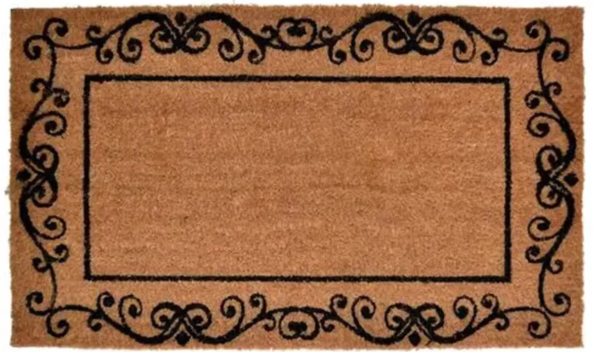 Decorative Border Doormat - Brown