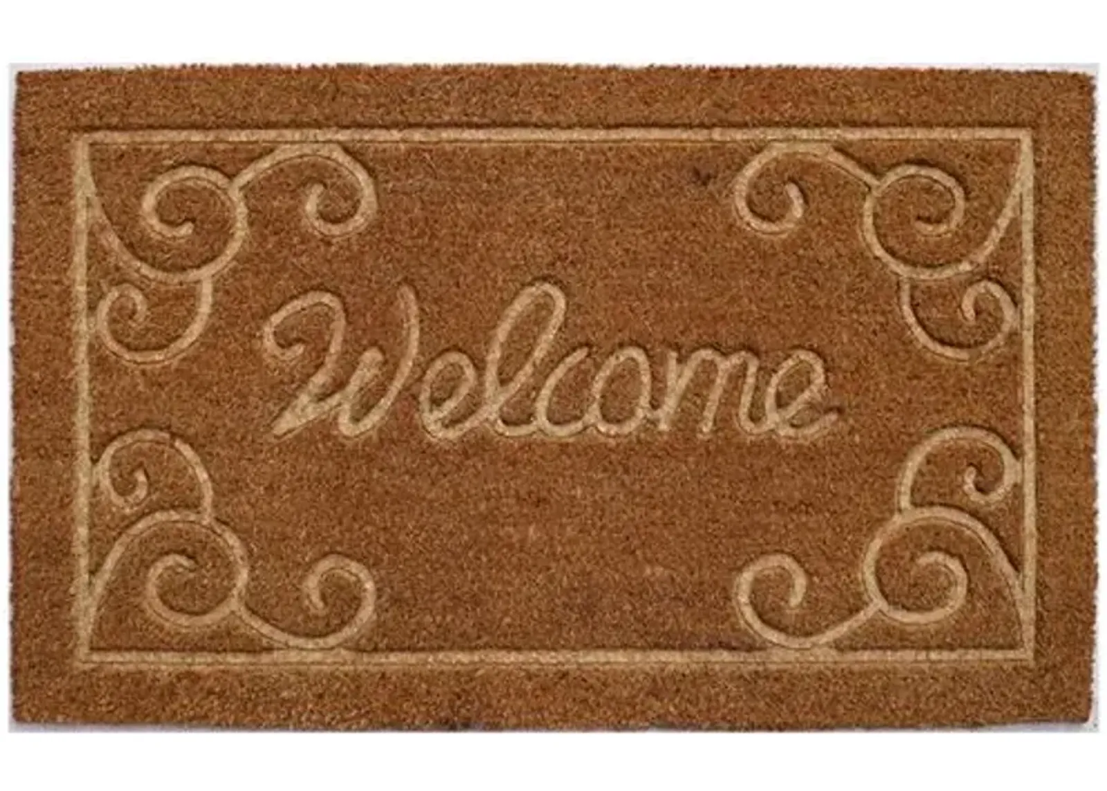 Embossed Welcome Doormat - Brown