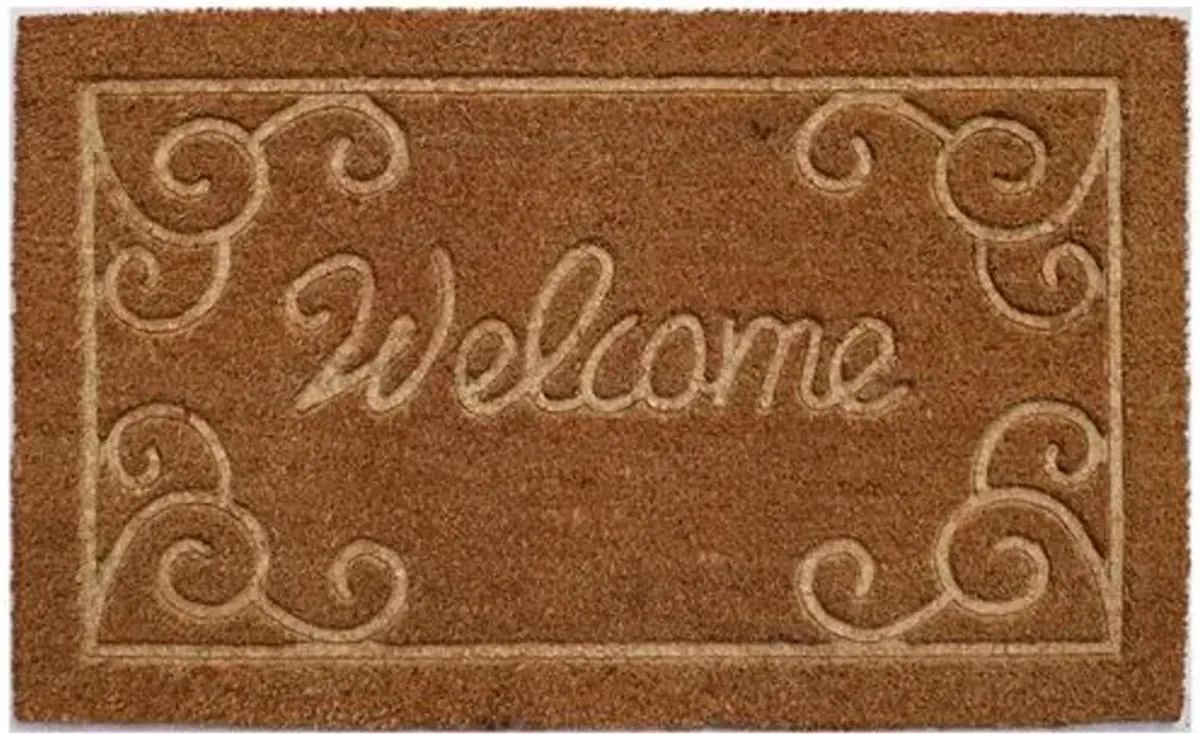 Embossed Welcome Doormat - Brown