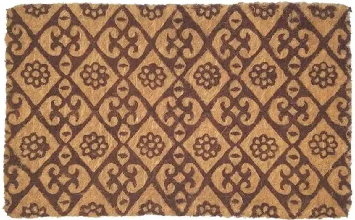 Floral Doormat - Brown