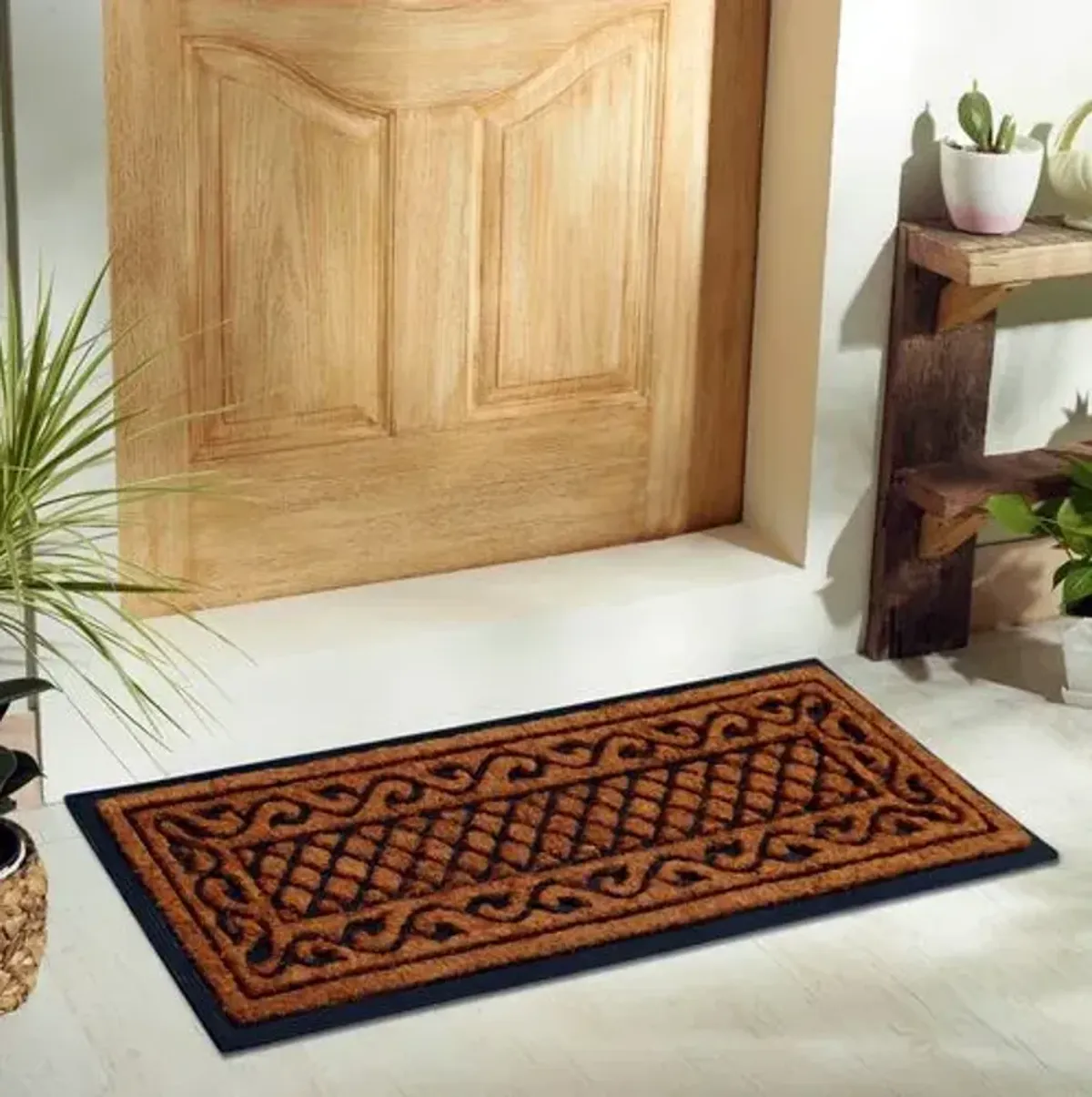 Vine Border Doormat - Brown