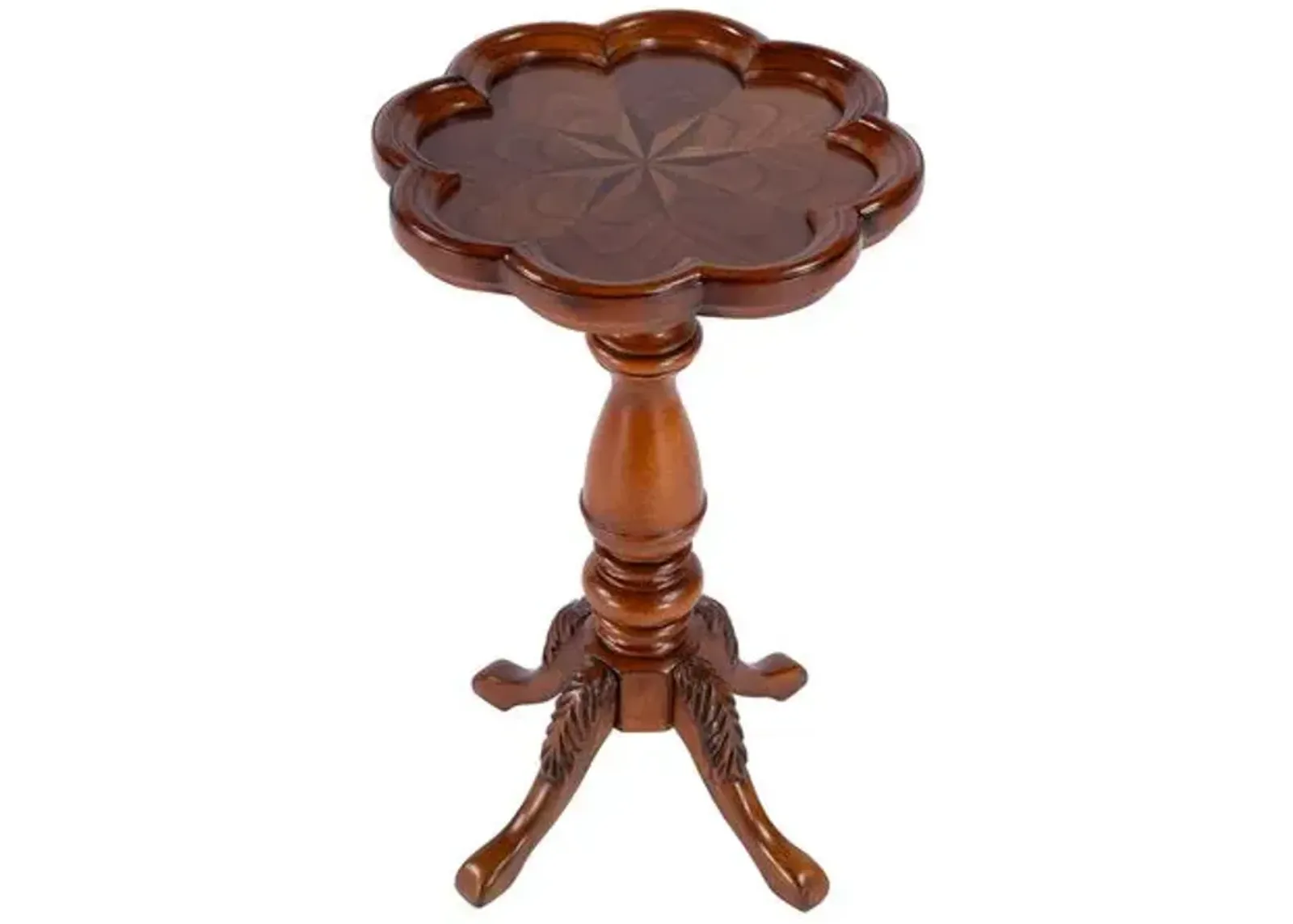 Andre Scalloped Edge Side Table - Brown