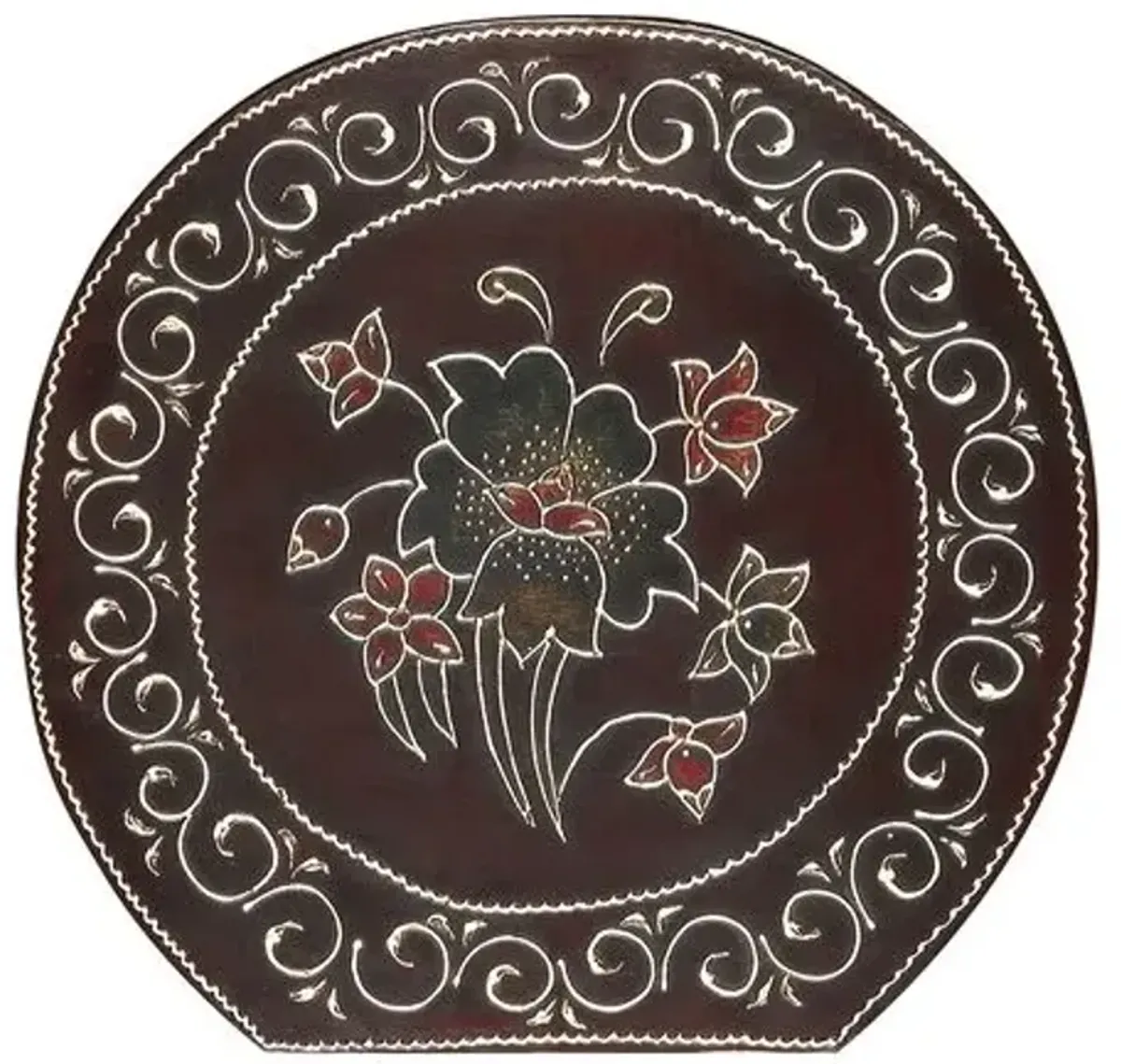 Mila Hand Painted Elephant Side Table - Brown - Handcrafted