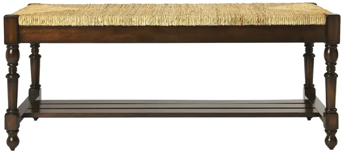 Chase Woven Wicker 48" Bench, Brown/Natural