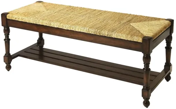 Chase Woven Wicker 48" Bench, Brown/Natural