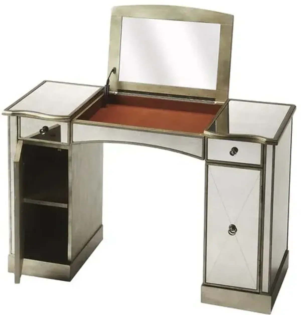 Mateo Mirrored Vanity Table - Silver