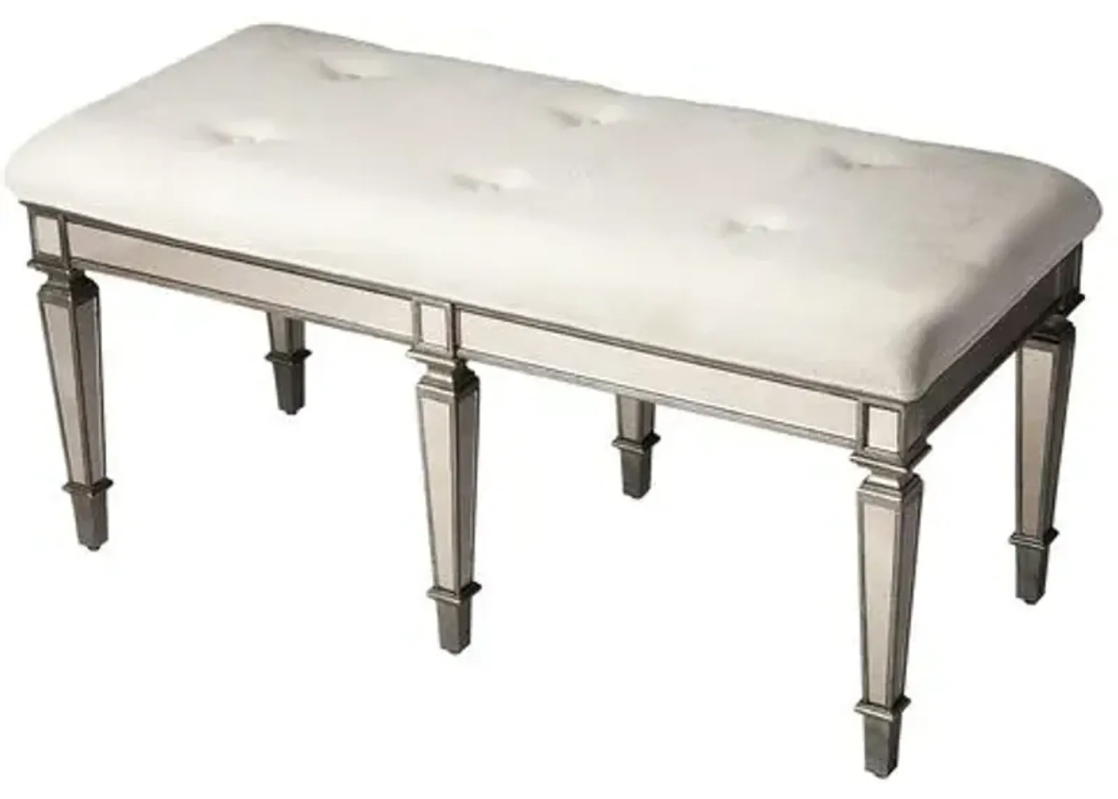 Vintage Mateo Mirrored Bench - Silver