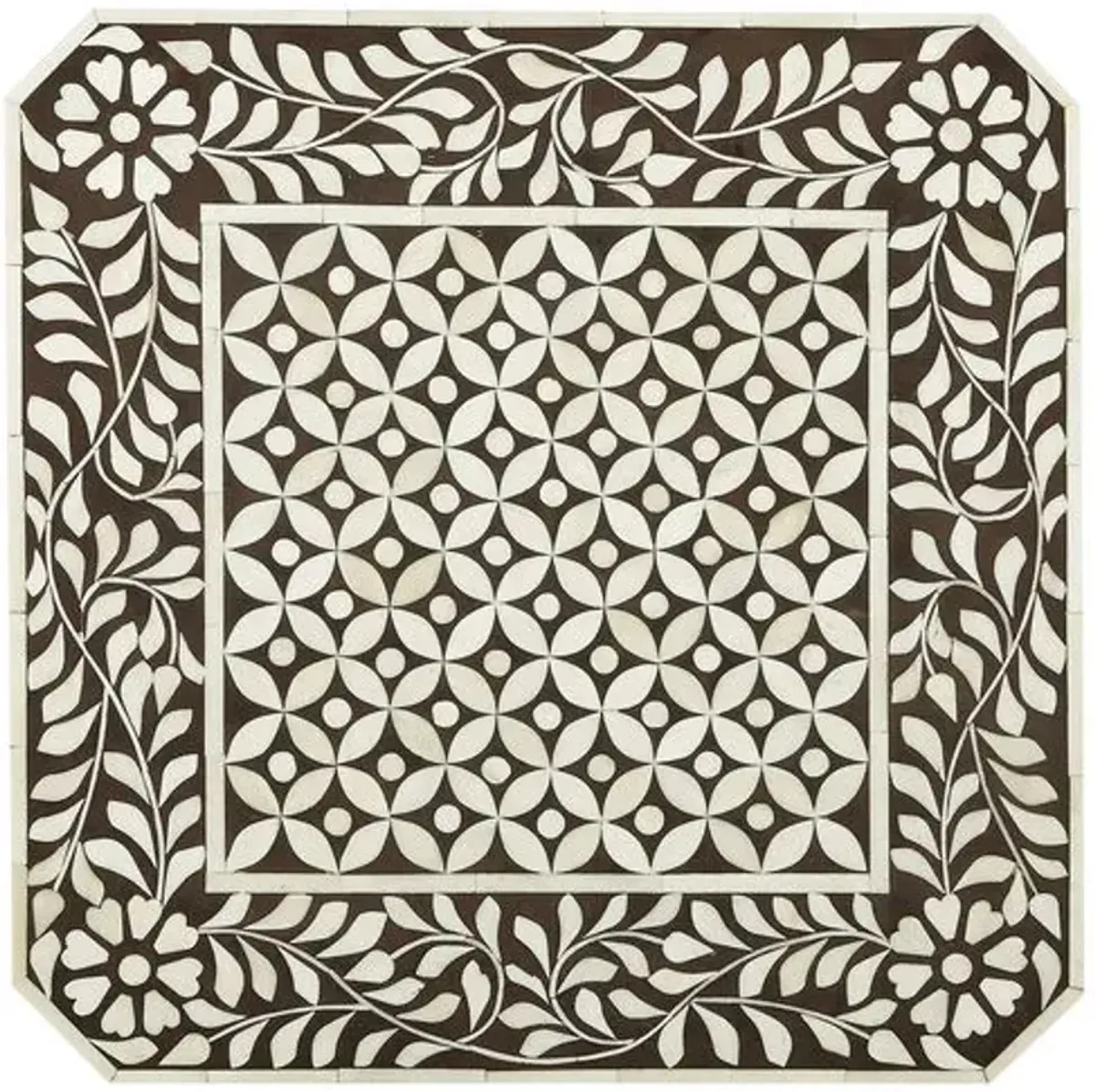 Roman Bone Inlay Side Table - Brown