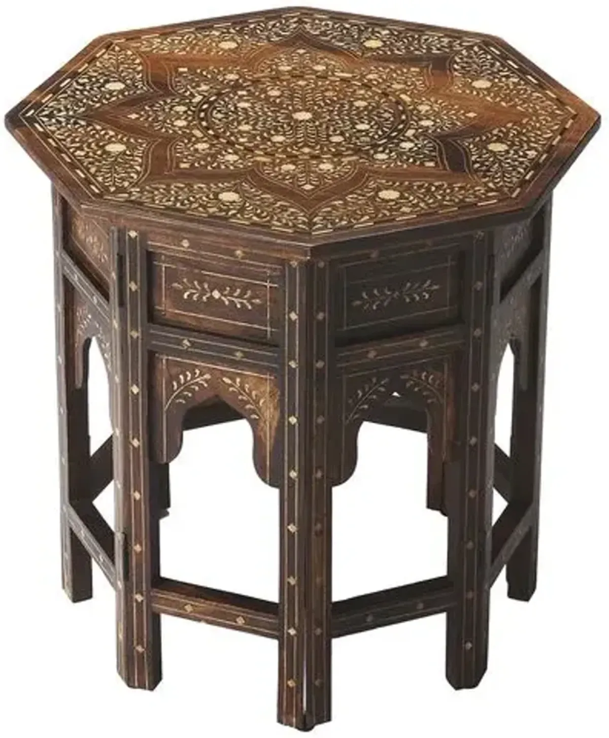 Chloe Bone Inlay Side Table - Brown - Handcrafted