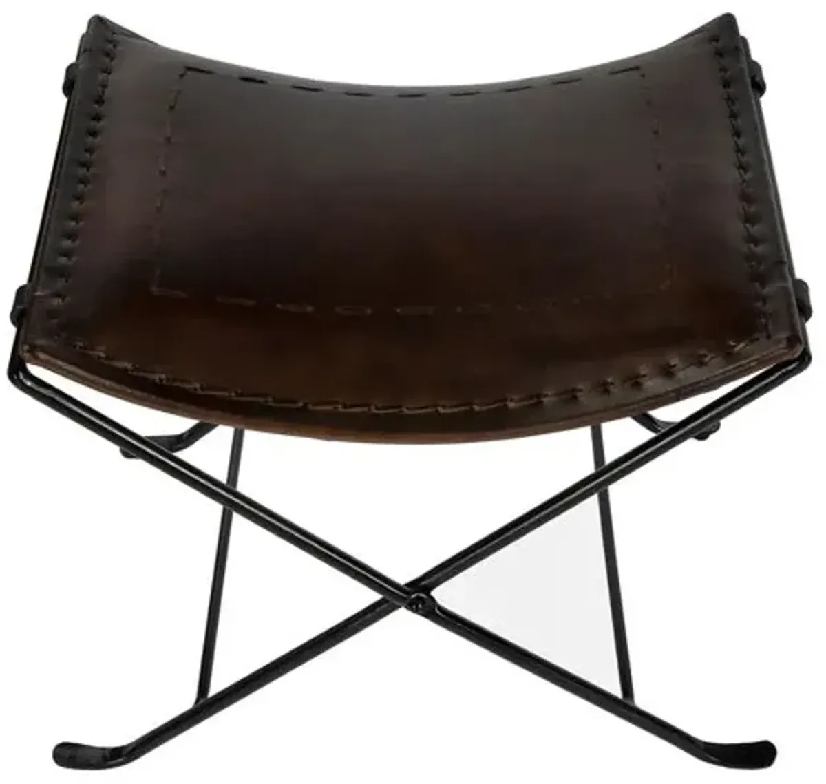 Emerson Leather Accent Stool - Brown