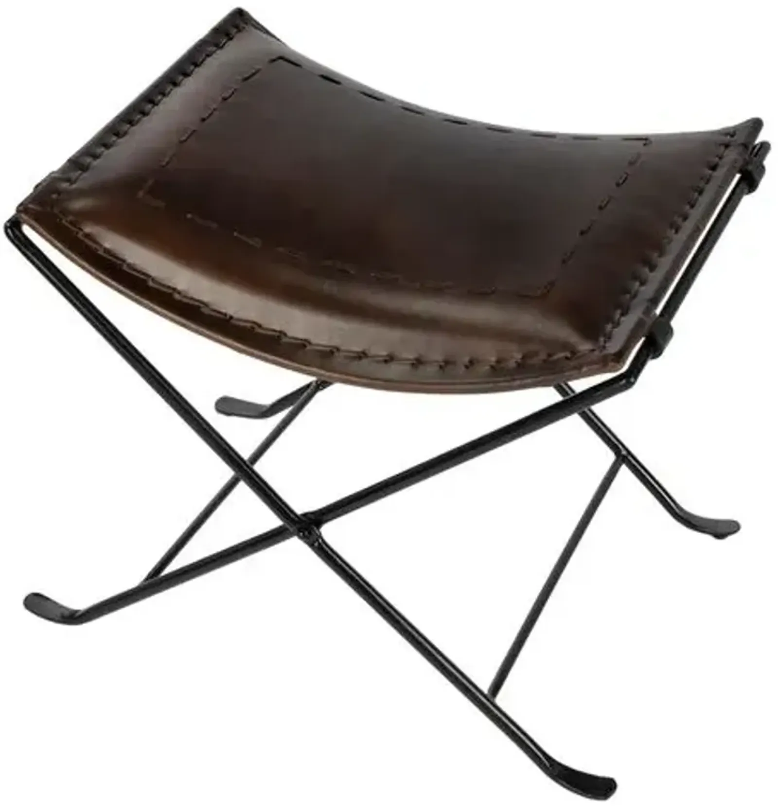 Emerson Leather Accent Stool - Brown