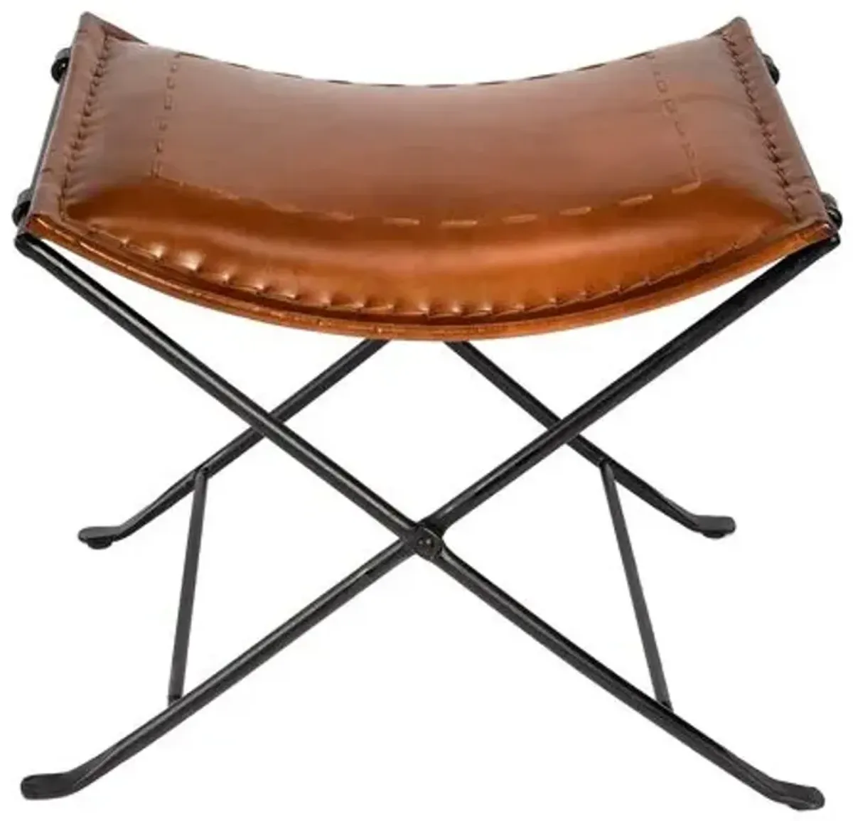 Emerson Leather Accent Stool - Brown