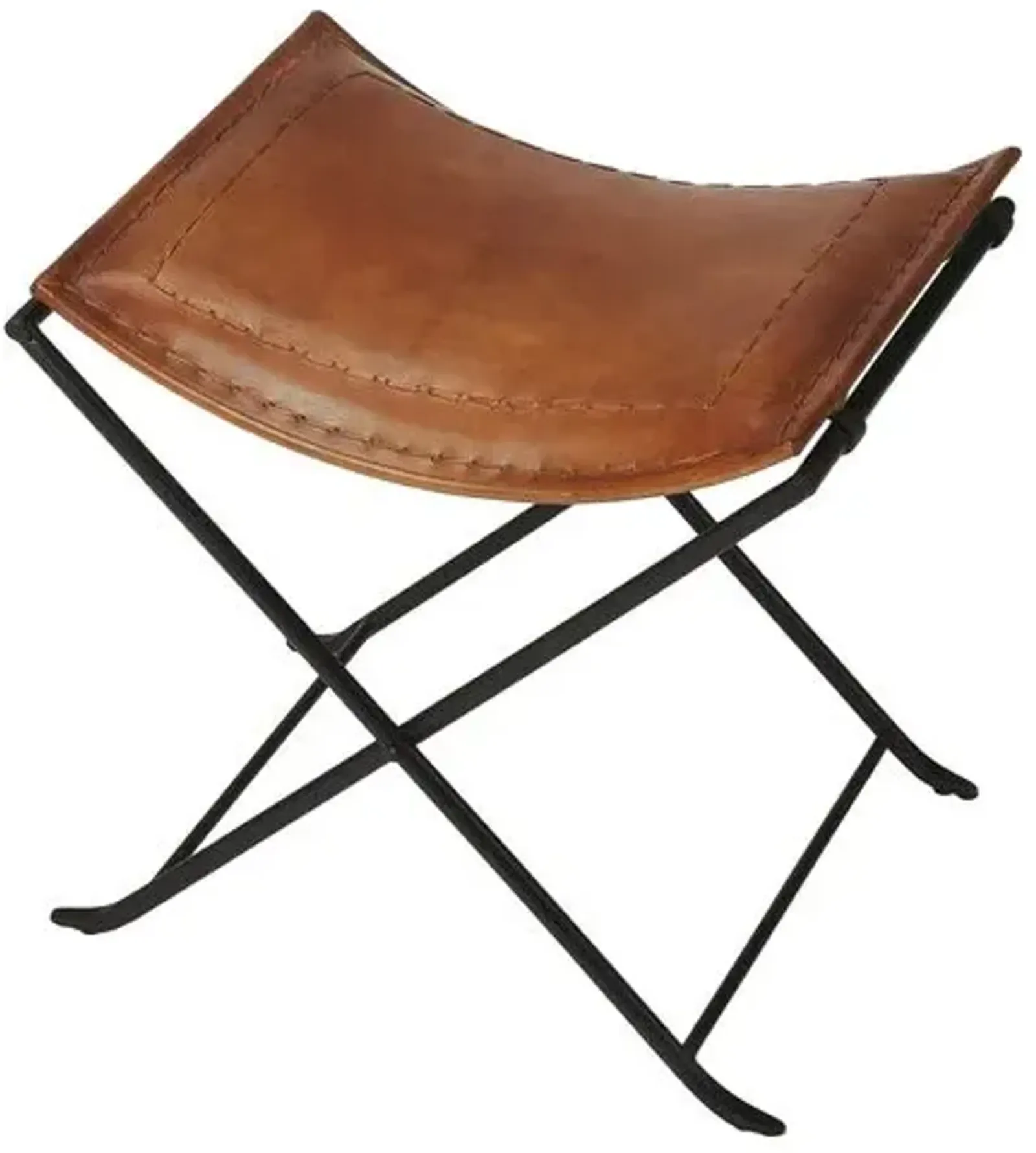 Emerson Leather Accent Stool - Brown