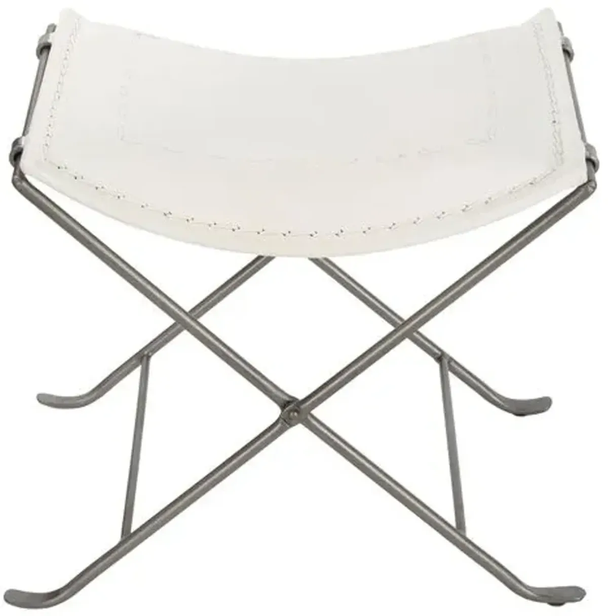 Emerson Leather Accent Stool - White