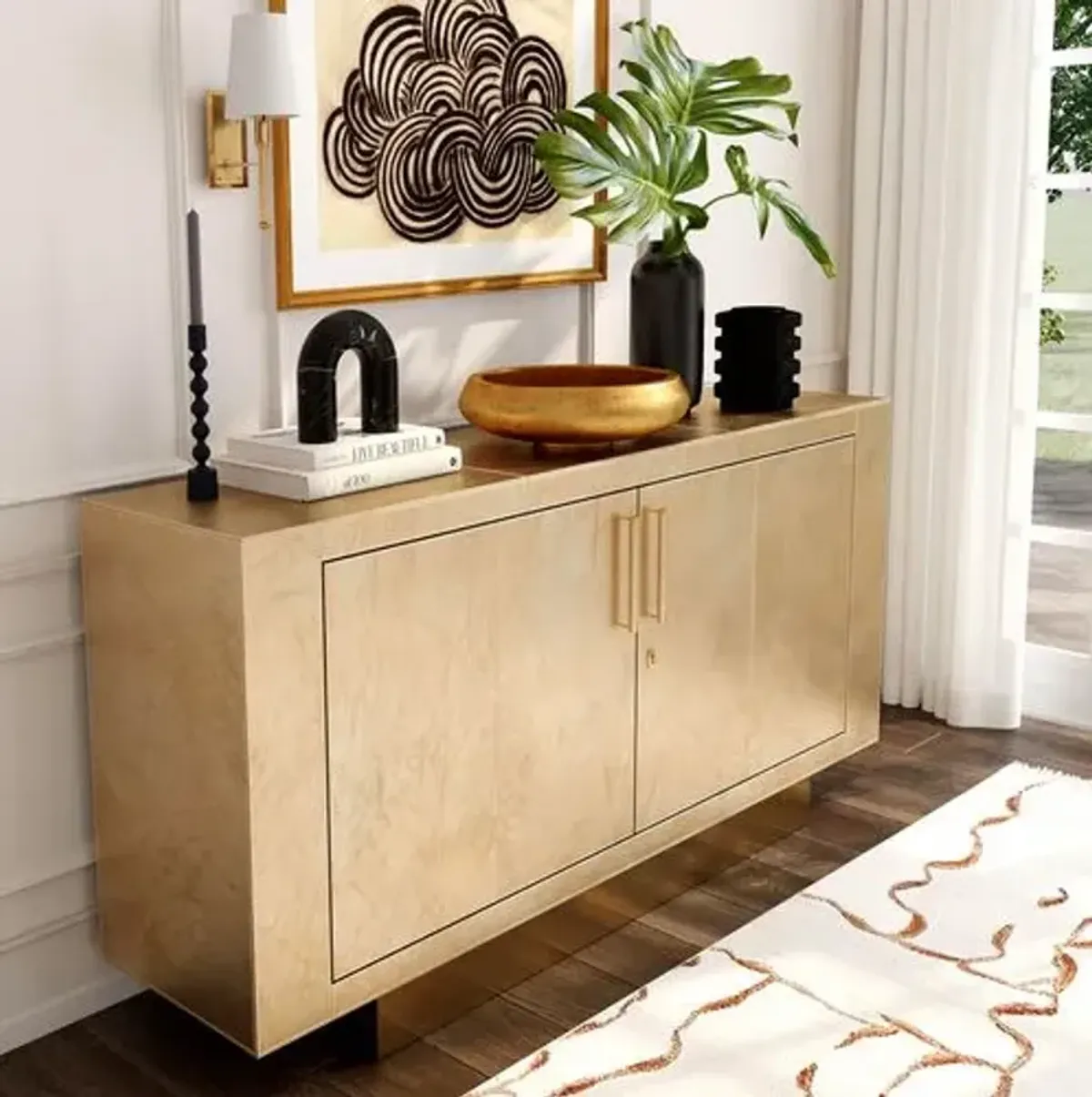 Jude Leather 70" Buffet Sideboard - Gold