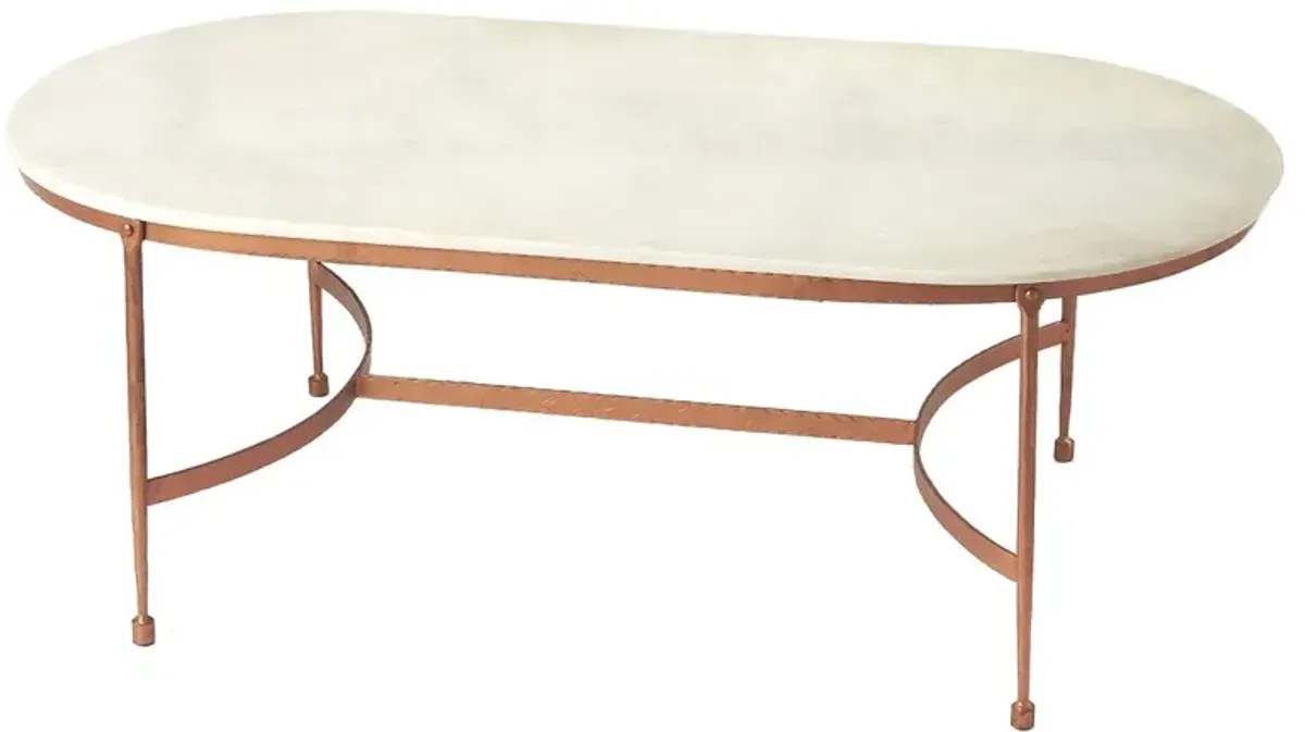 Gideon Marble Top Coffee Table, Ivory/Brass