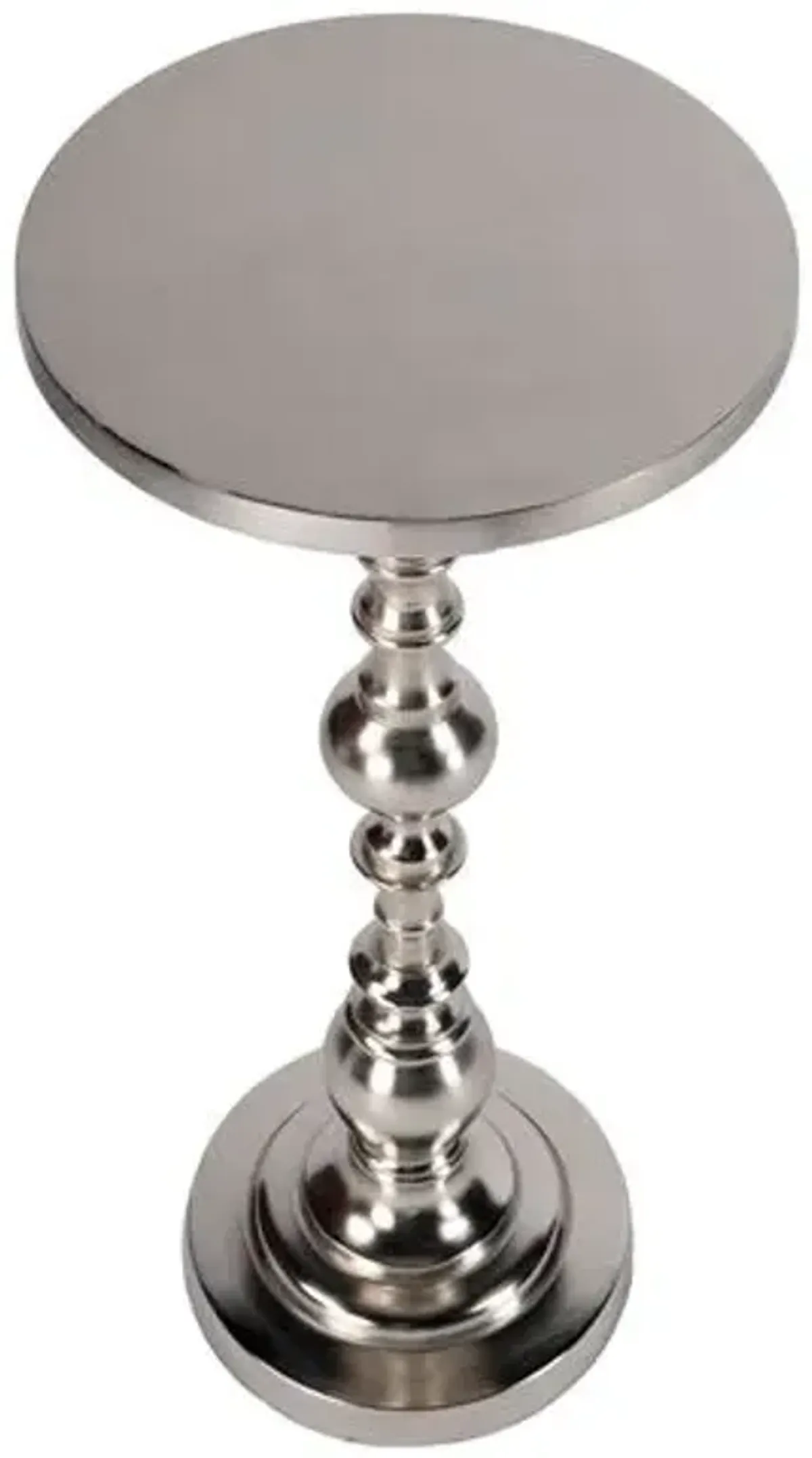 Laurel Round Pedestal Side Table - Silver