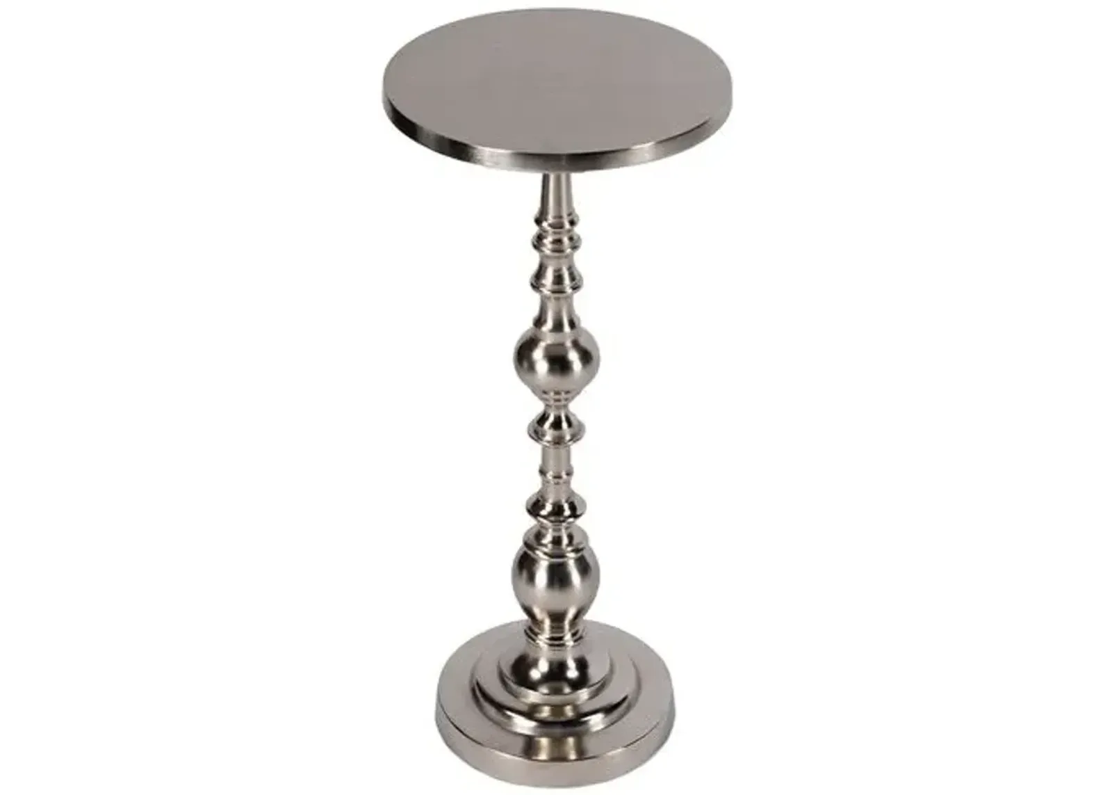 Laurel Round Pedestal Side Table - Silver