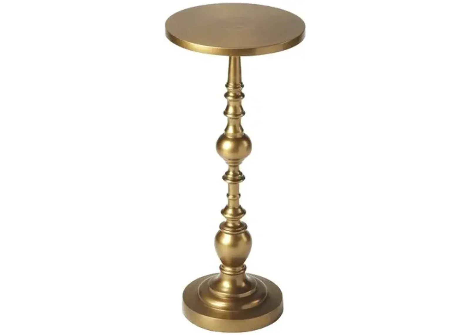 Laurel Round Pedestal Side Table - Gold