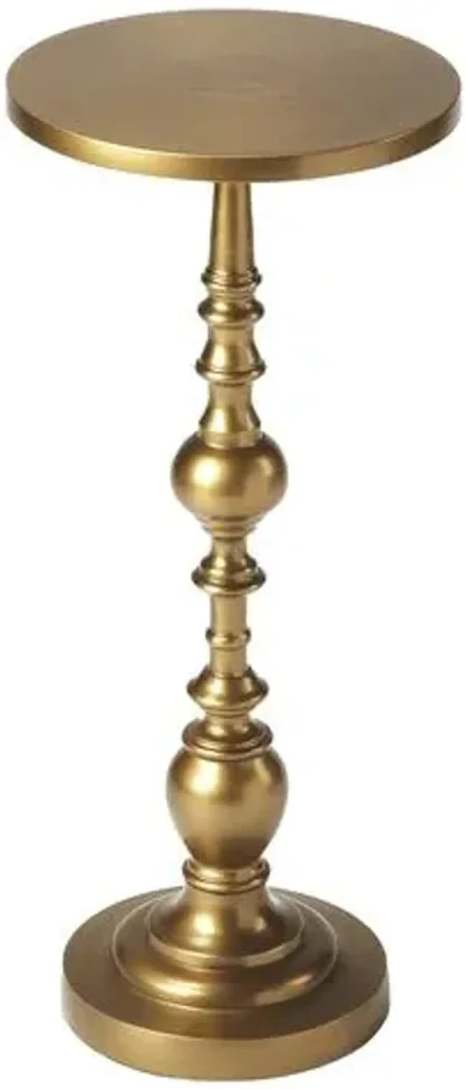 Laurel Round Pedestal Side Table - Gold