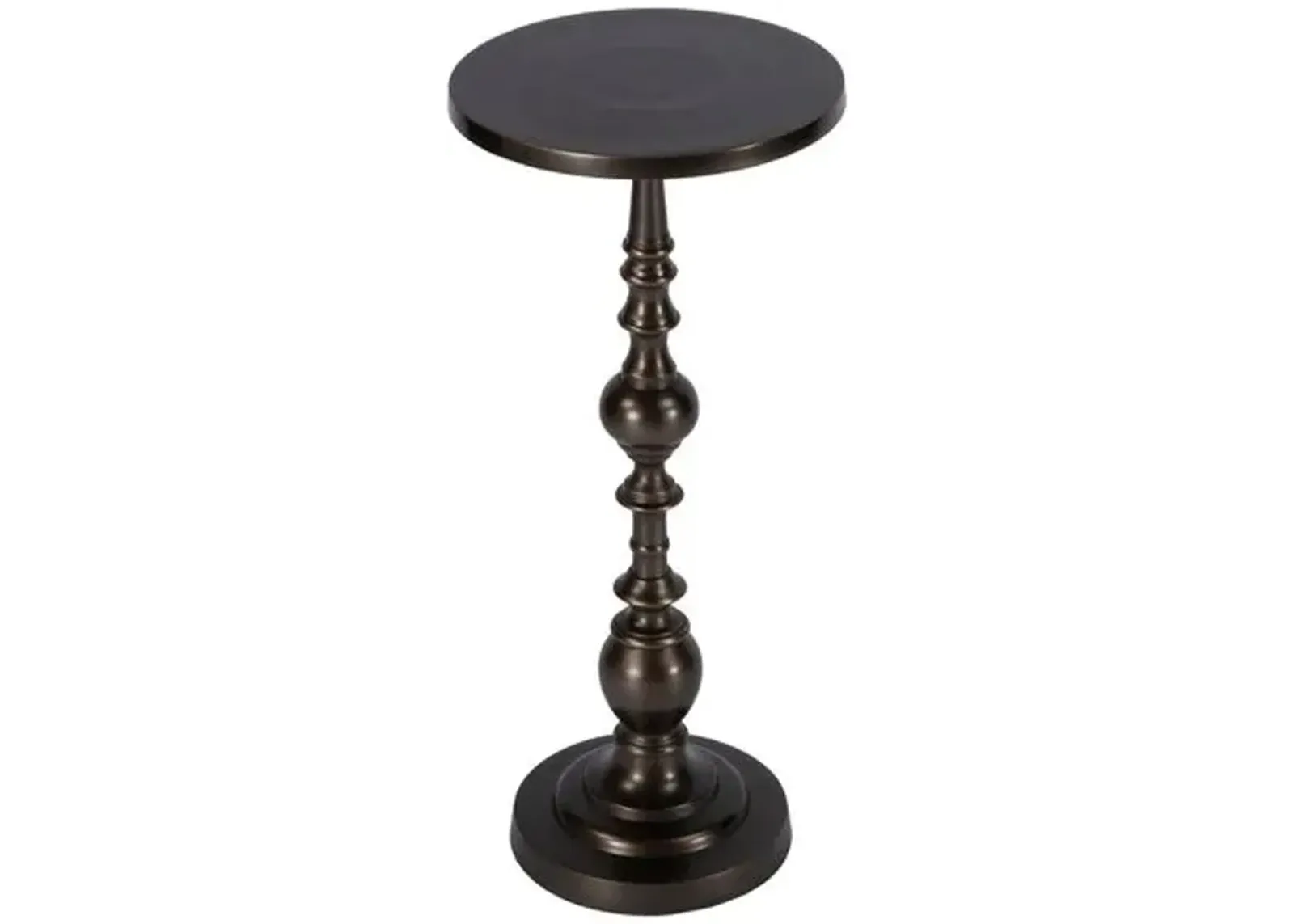 Laurel Round Pedestal Side Table - Brown