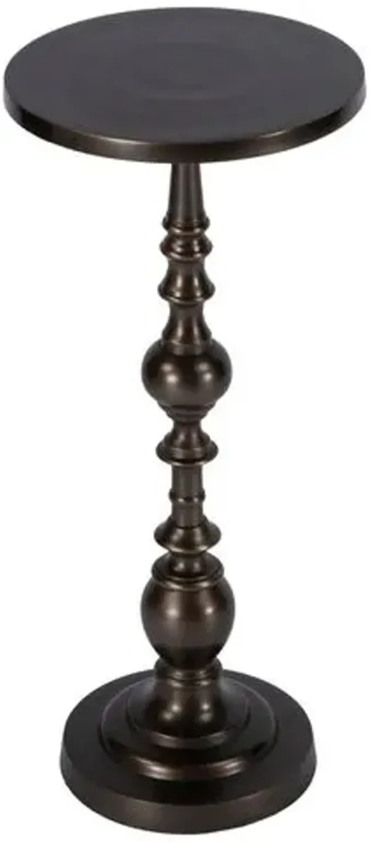 Laurel Round Pedestal Side Table - Brown