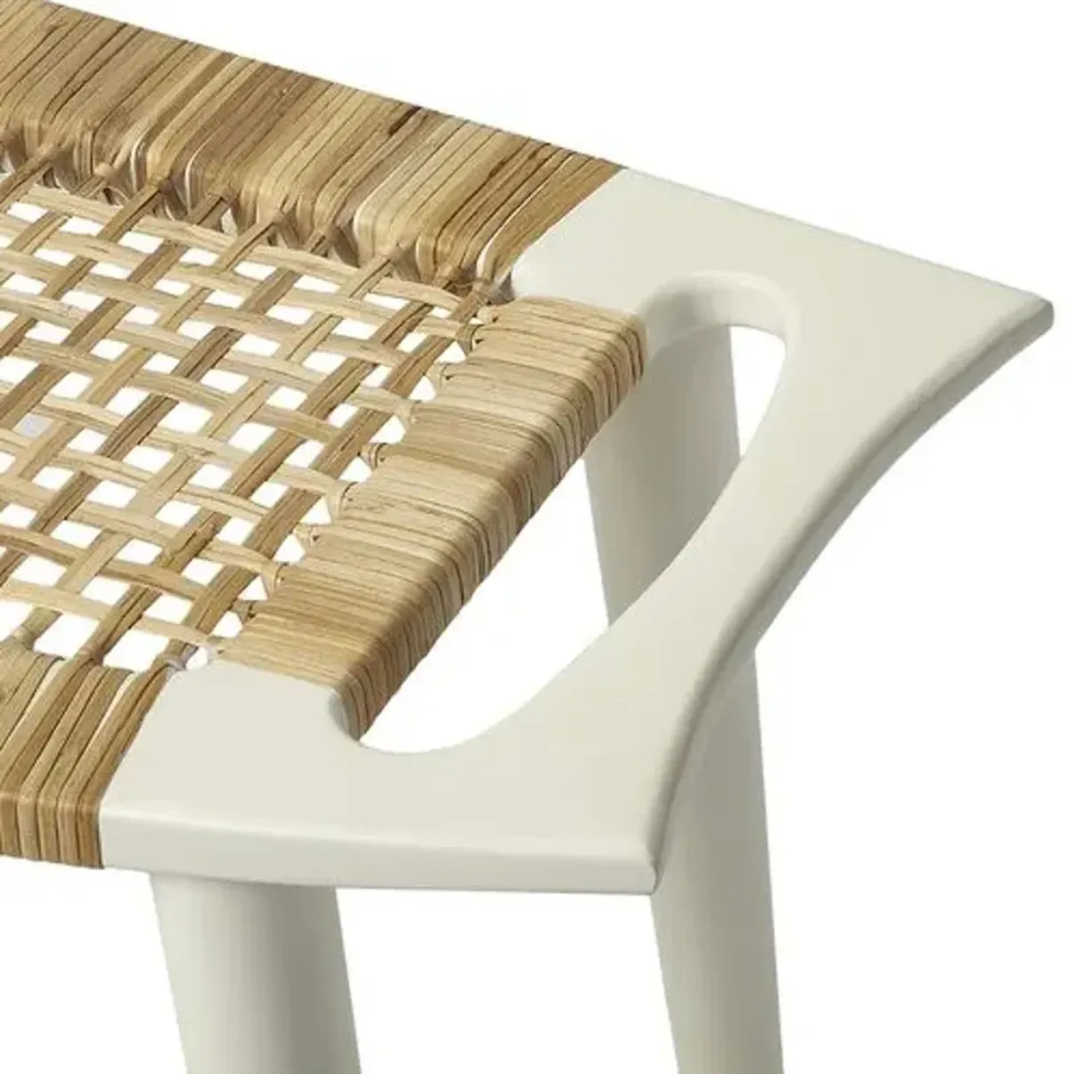 Leila Rattan Stool - White