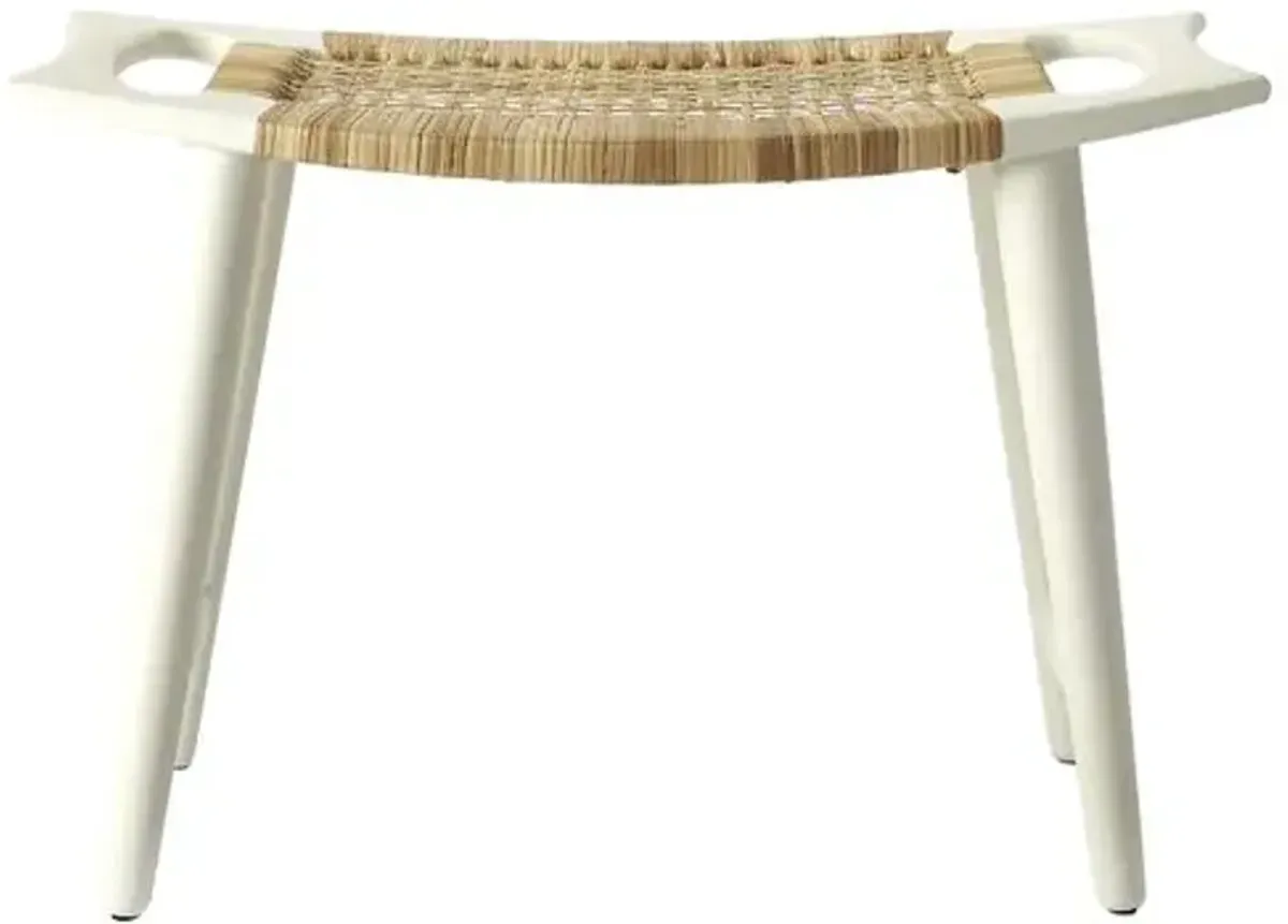 Leila Rattan Stool - White