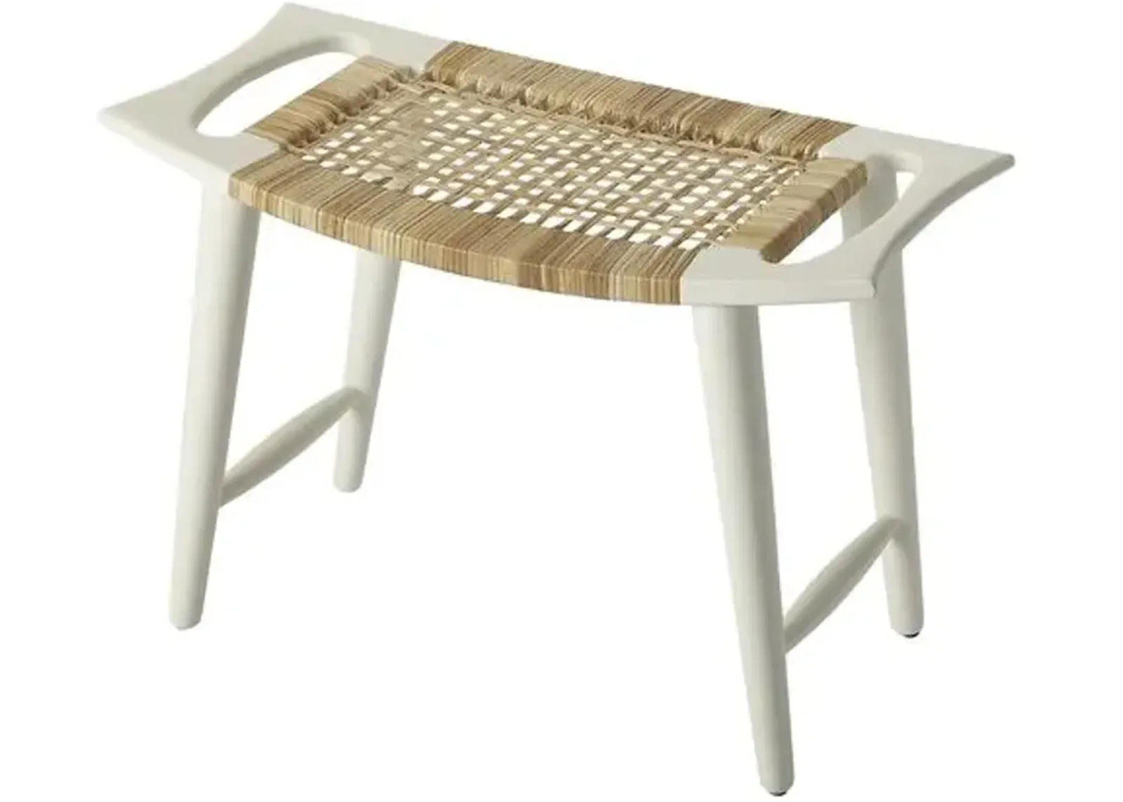 Leila Rattan Stool - White