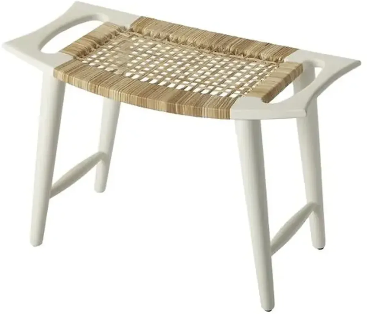 Leila Rattan Stool - White