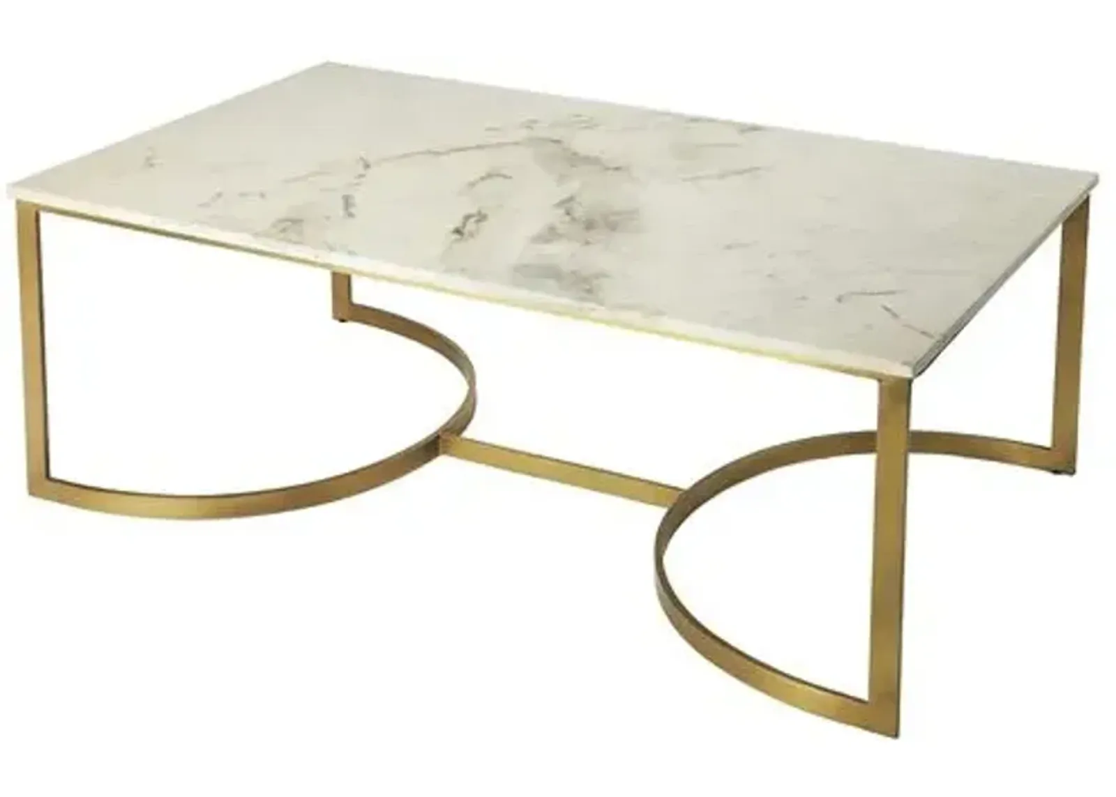 Lincoln Marble Top Coffee Table - Ivory/Gold