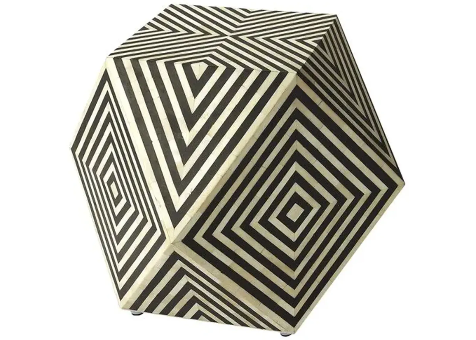 Amara Bone Inlay Side Table - Black/Ivory - Handcrafted