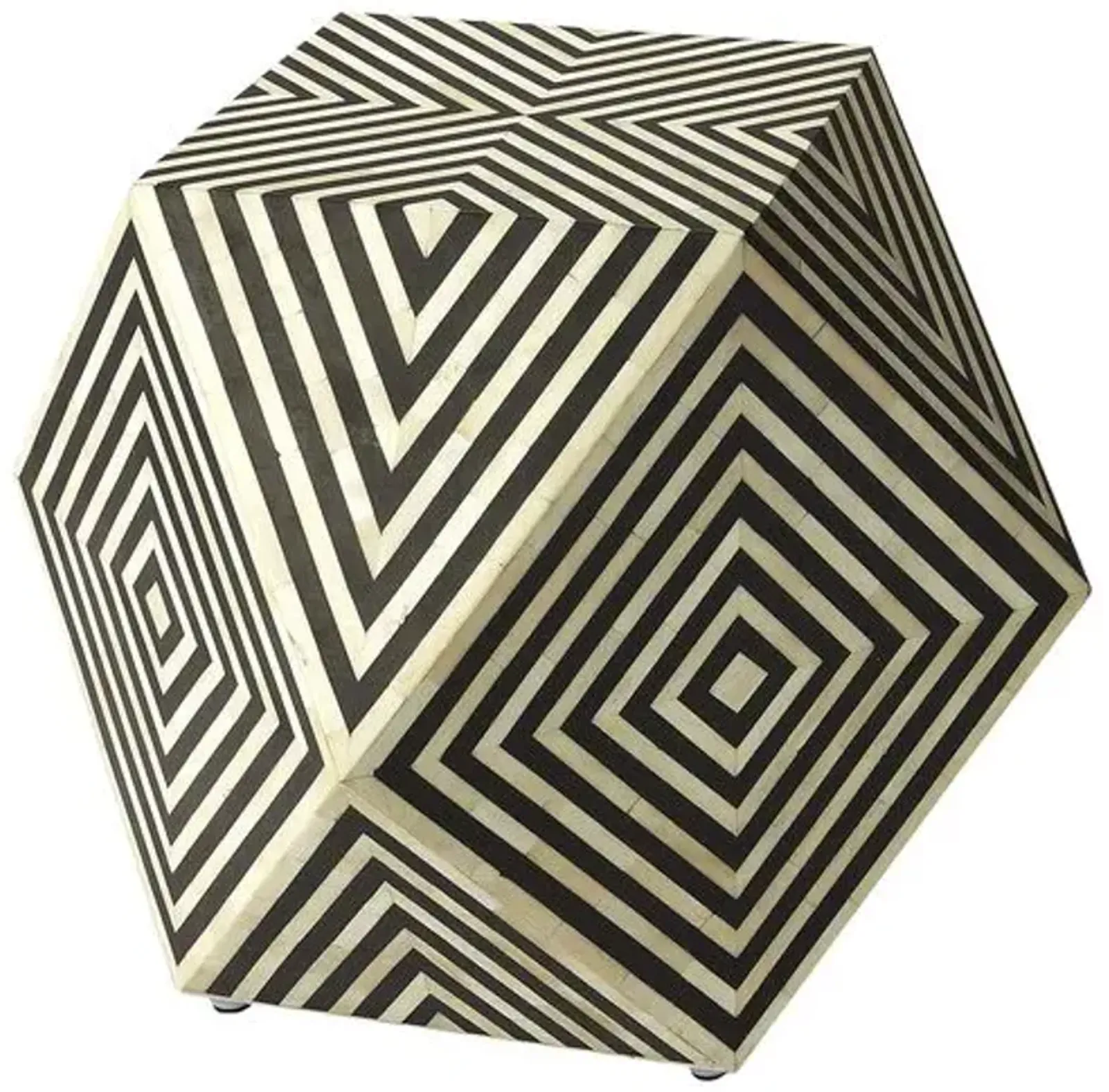 Amara Bone Inlay Side Table - Black/Ivory - Handcrafted