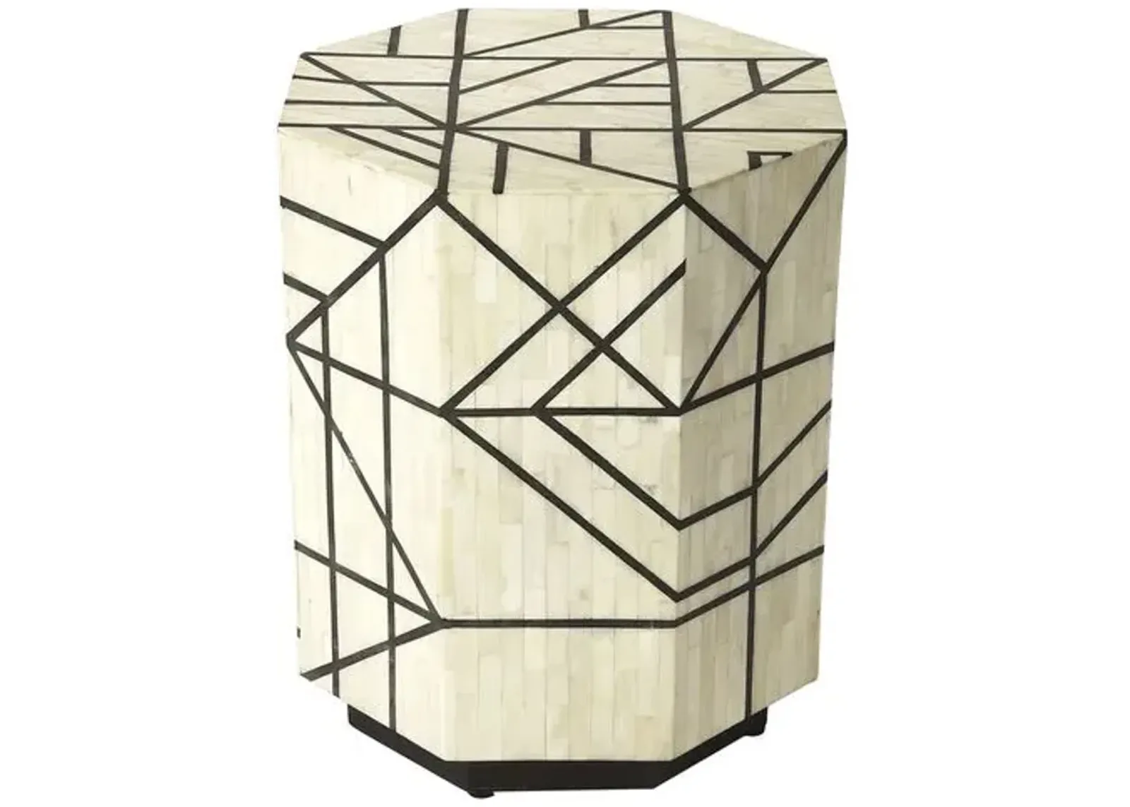 James Bone Inlay Side Table - Black - Handcrafted