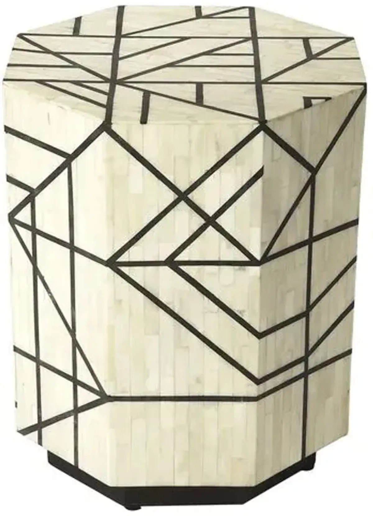 James Bone Inlay Side Table - Black - Handcrafted