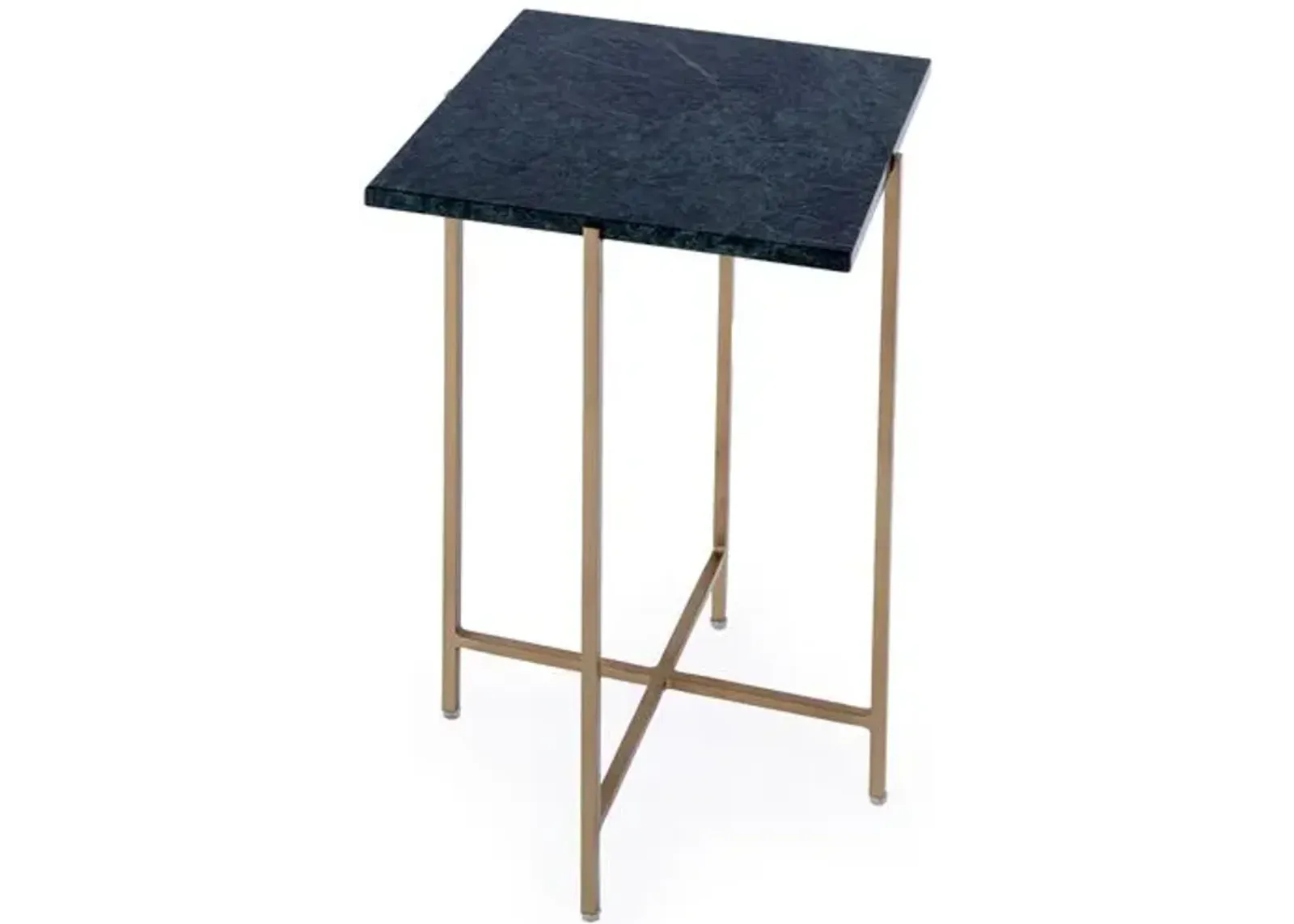 Dylan Square Marble & Metal Side Table - Green