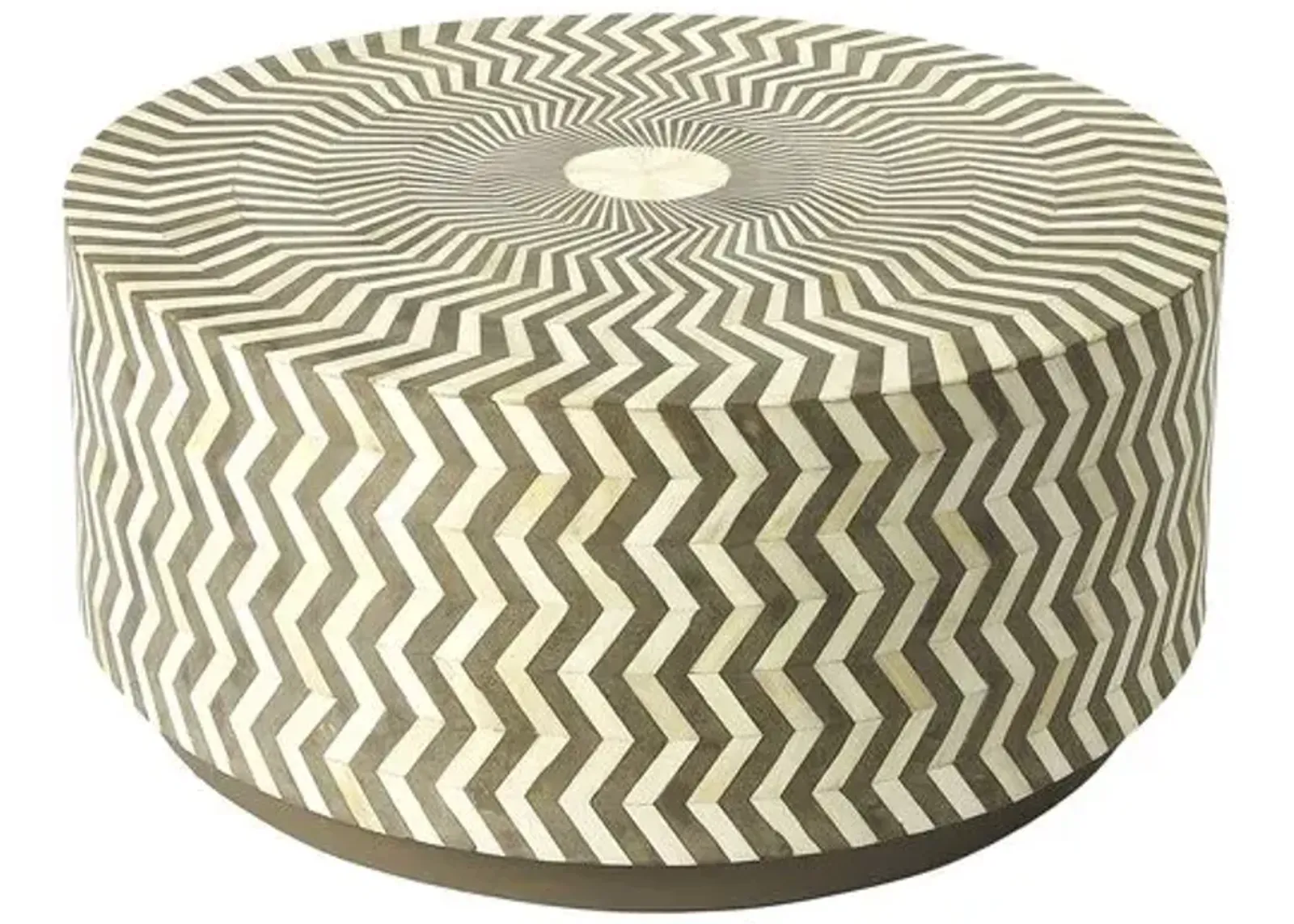 Maeve Bone Inlay Coffee Table - Taupe - Handcrafted - Beige