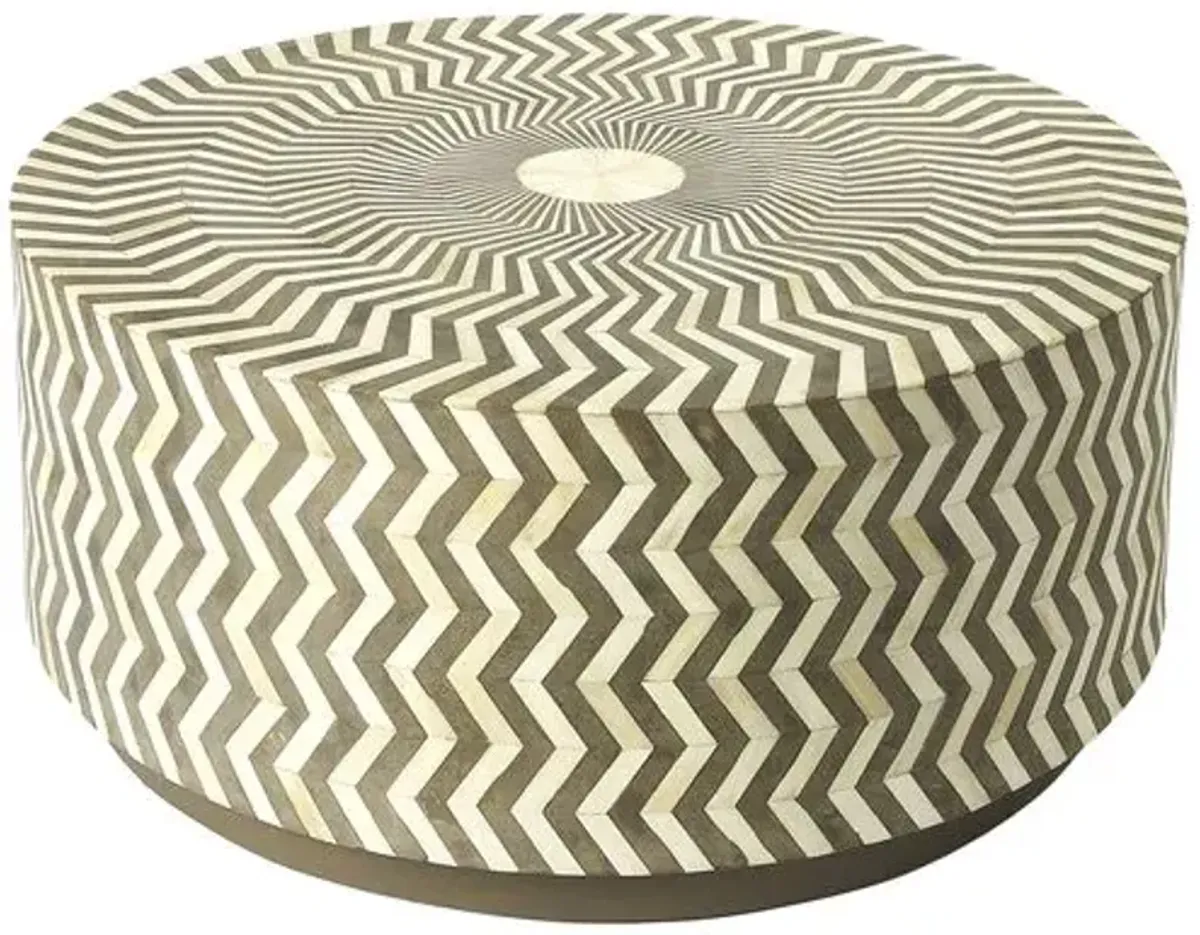 Maeve Bone Inlay Coffee Table - Taupe - Handcrafted - Beige