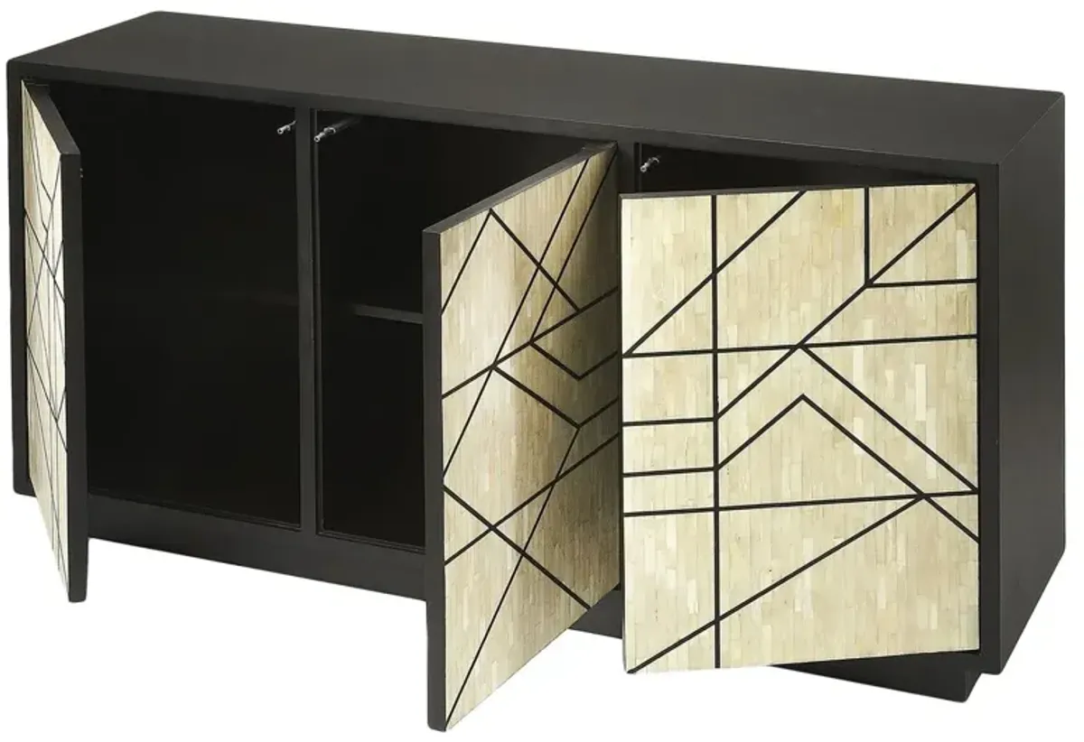 James Bone Inlay 59" Sideboard, Black/Ivory