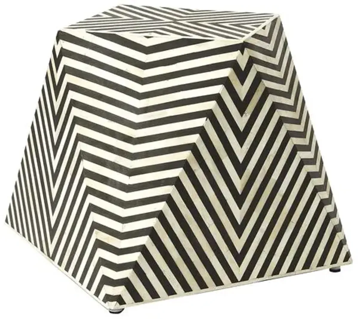 Amara Bone Inlay Side Table - Black/Ivory