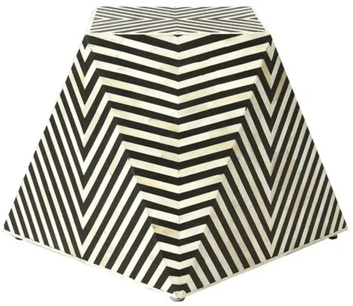 Amara Bone Inlay Side Table - Black/Ivory