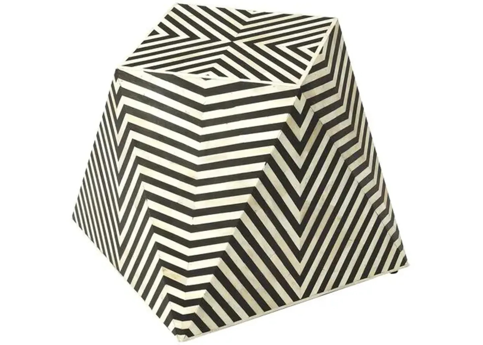 Amara Bone Inlay Side Table - Black/Ivory