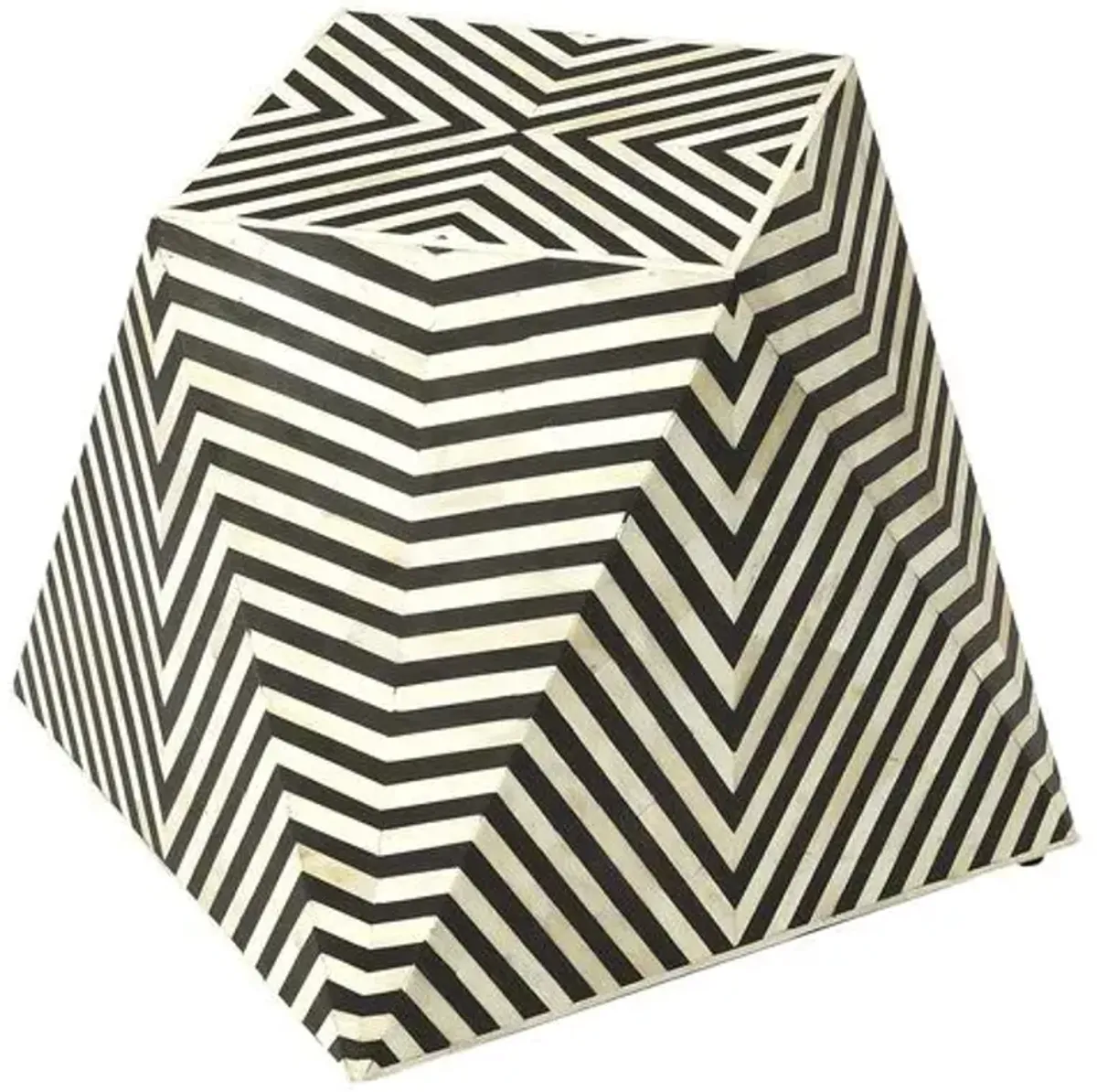 Amara Bone Inlay Side Table - Black/Ivory